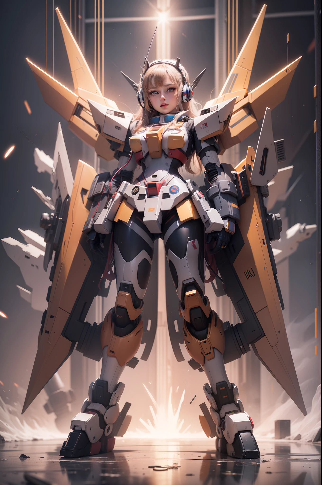 Girl, 3d, slim, Gundam, headphone
