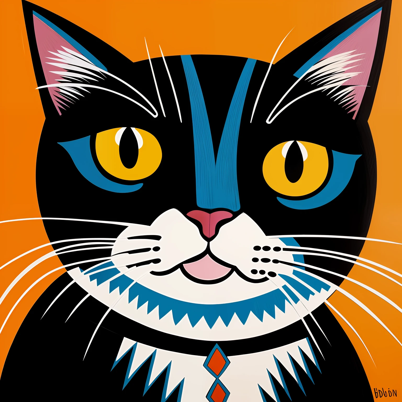 folk art style cat