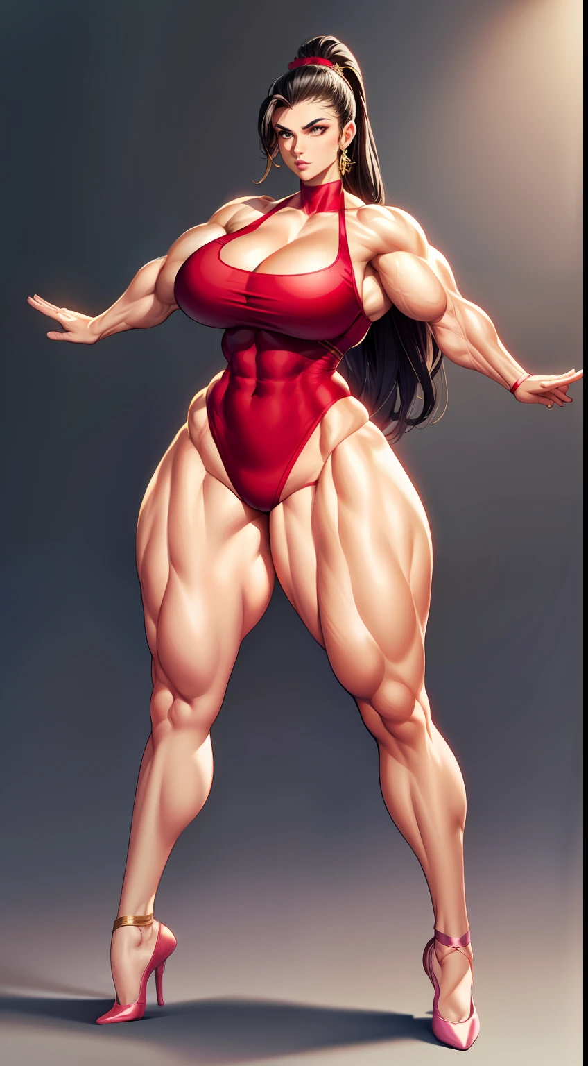 tmasterpiece,Best quality at best,Burly woman,Exaggerated large muscles,Ballet costumes,Ballet dance shoes,Full body like,beautiful attractive face, Single female,Thin waist,Very broad shoulders, Strong and powerful arms,Strong and powerful leg muscles,thick calf,long leges