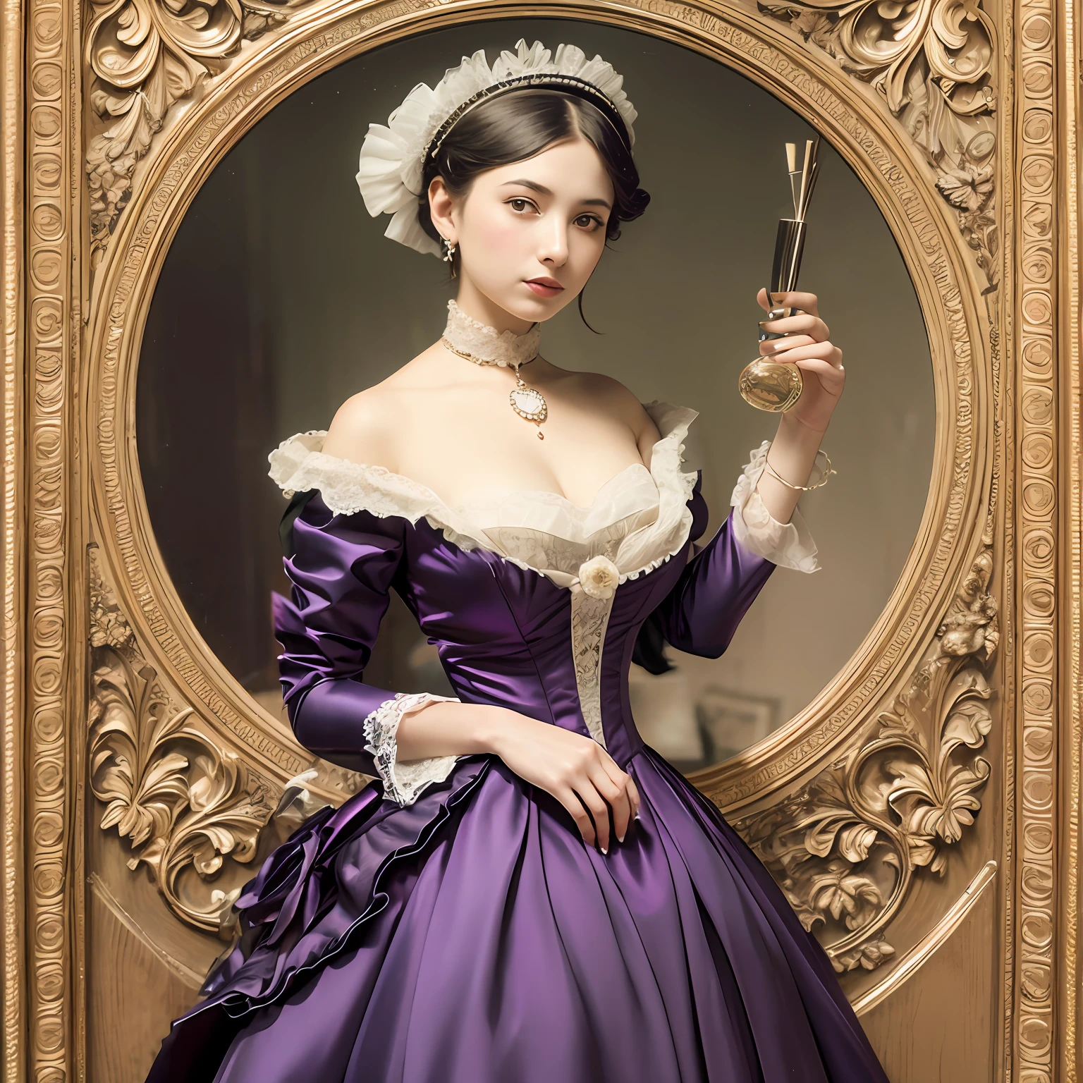 Elegant dress in purple glamorous Victorian style