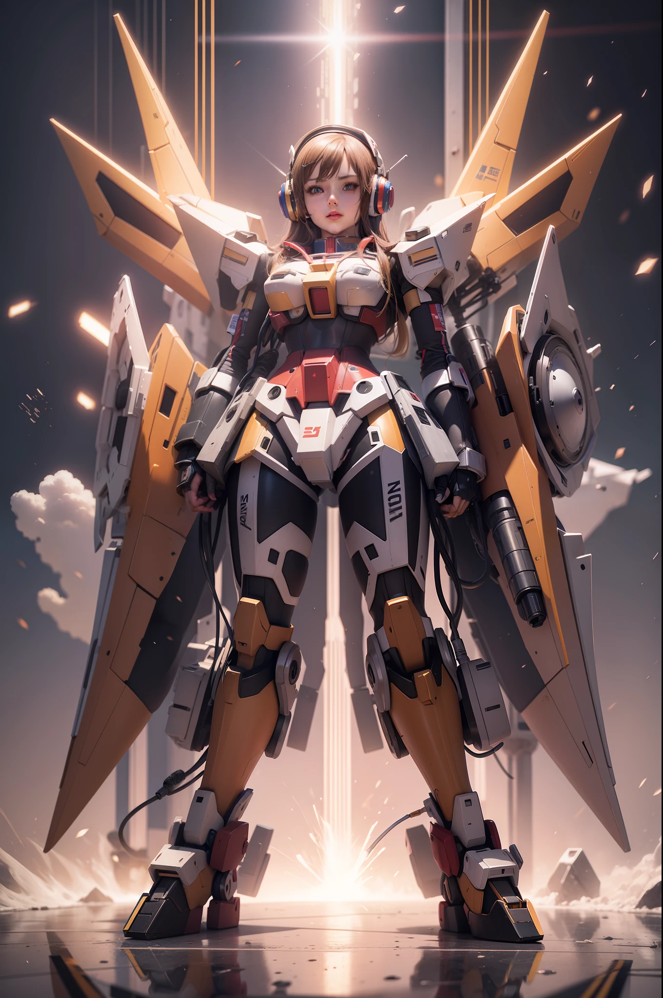 Girl, 3d, slim, Gundam, headphone