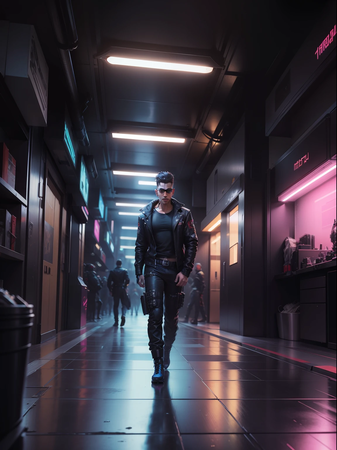 Change background cyberpunk handsome boy, realistic face, 8k, ultra realistic
