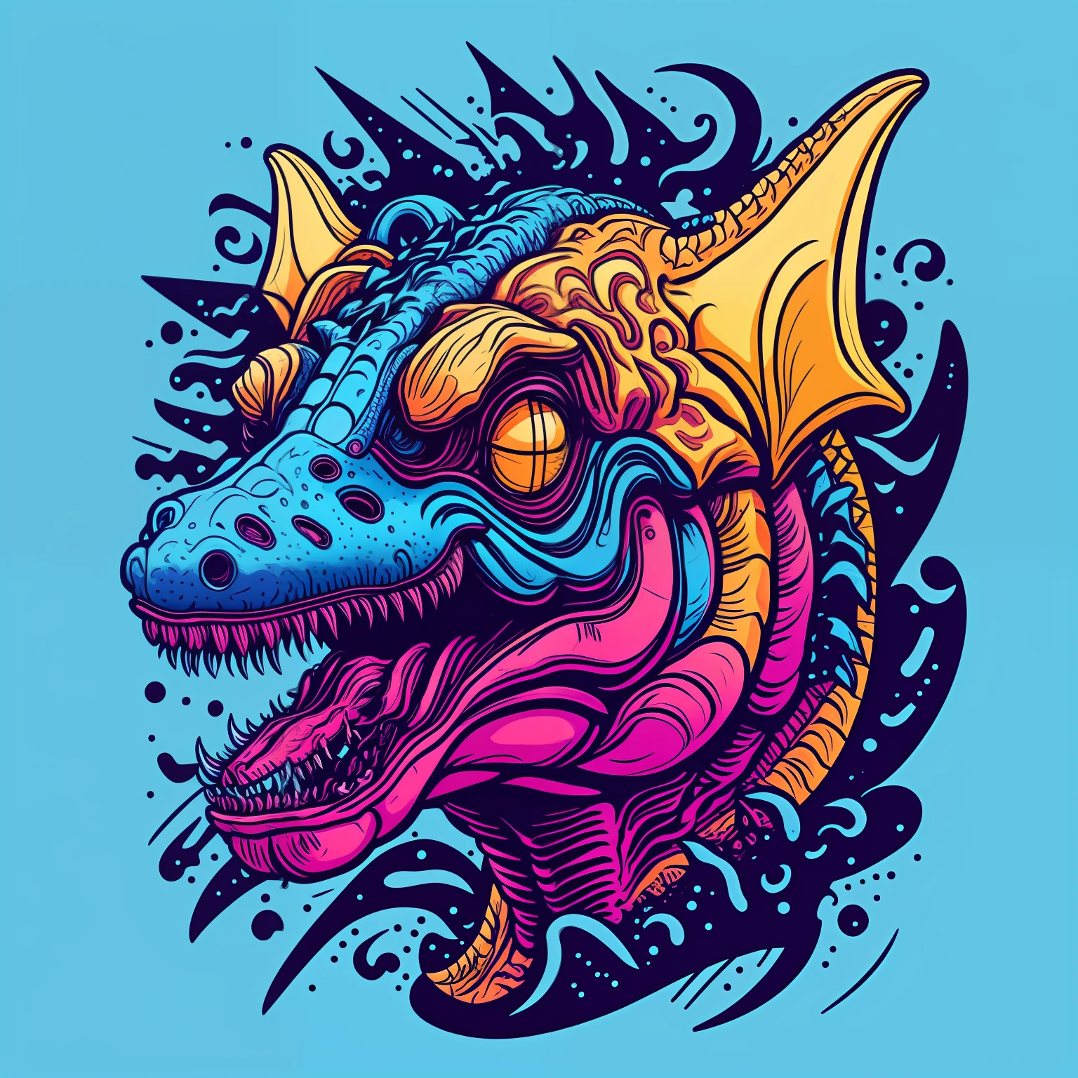 Dinosaur heads,Vector image,T-shirt design,White background,As an art style T-shirt logo
