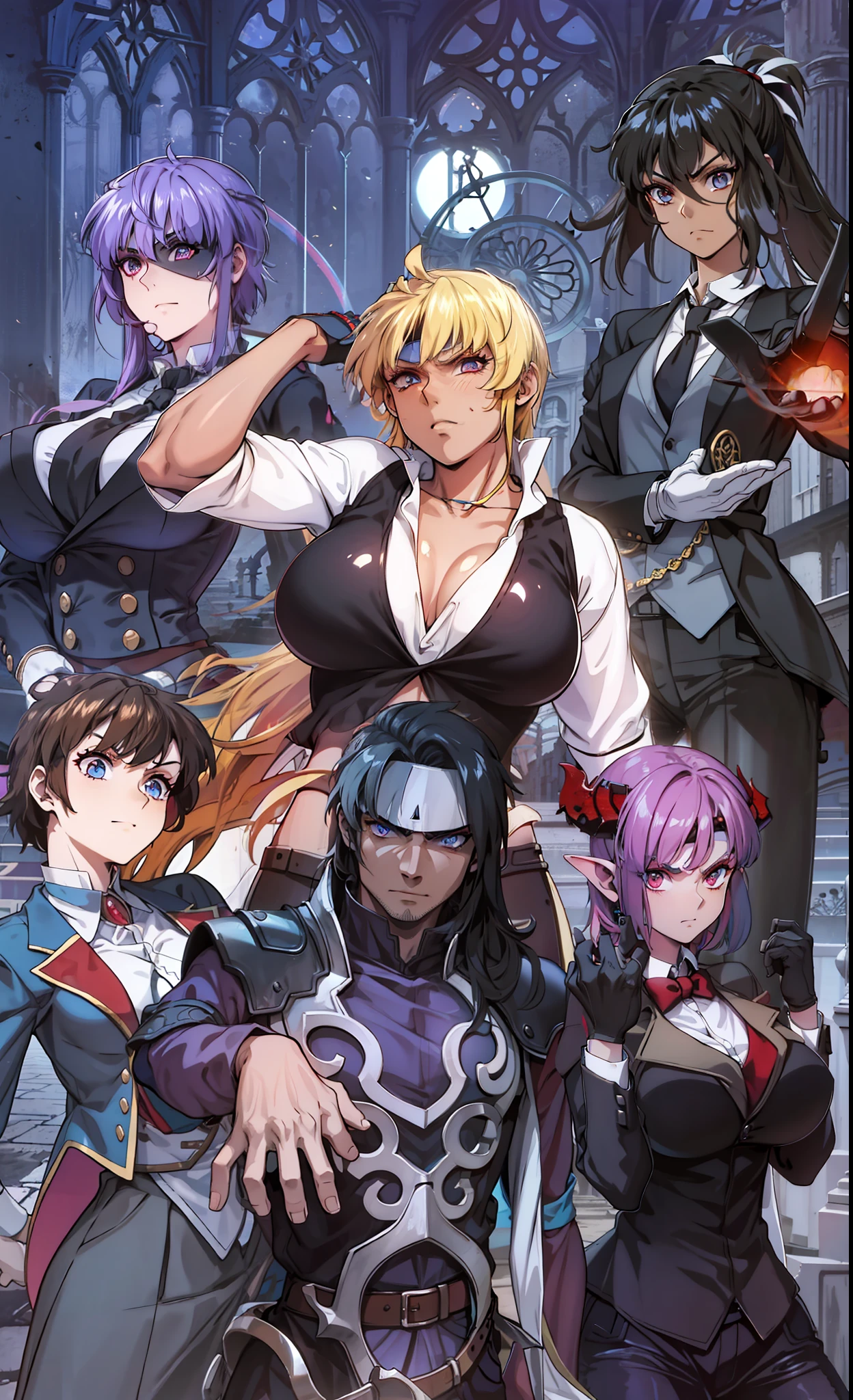 Brown skinned necromancer man and warrior in a harem beautiful 8k women