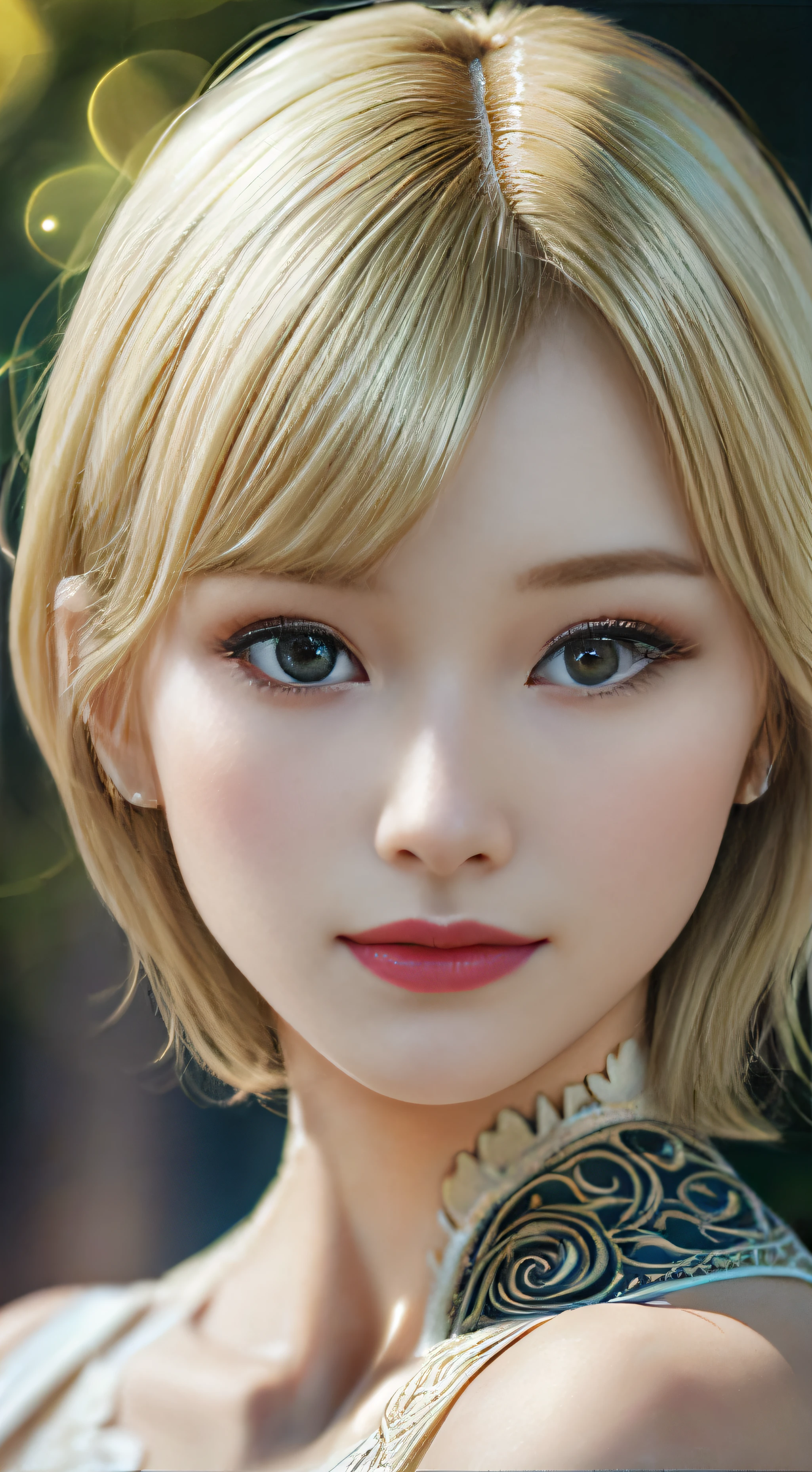 ((best quality)), ((ultra res)), ((photorealistic)), (intricate details), 19 years old, blonde hair, perfect face, make up:1.5, light on face, face detail, NAKED, short hair,