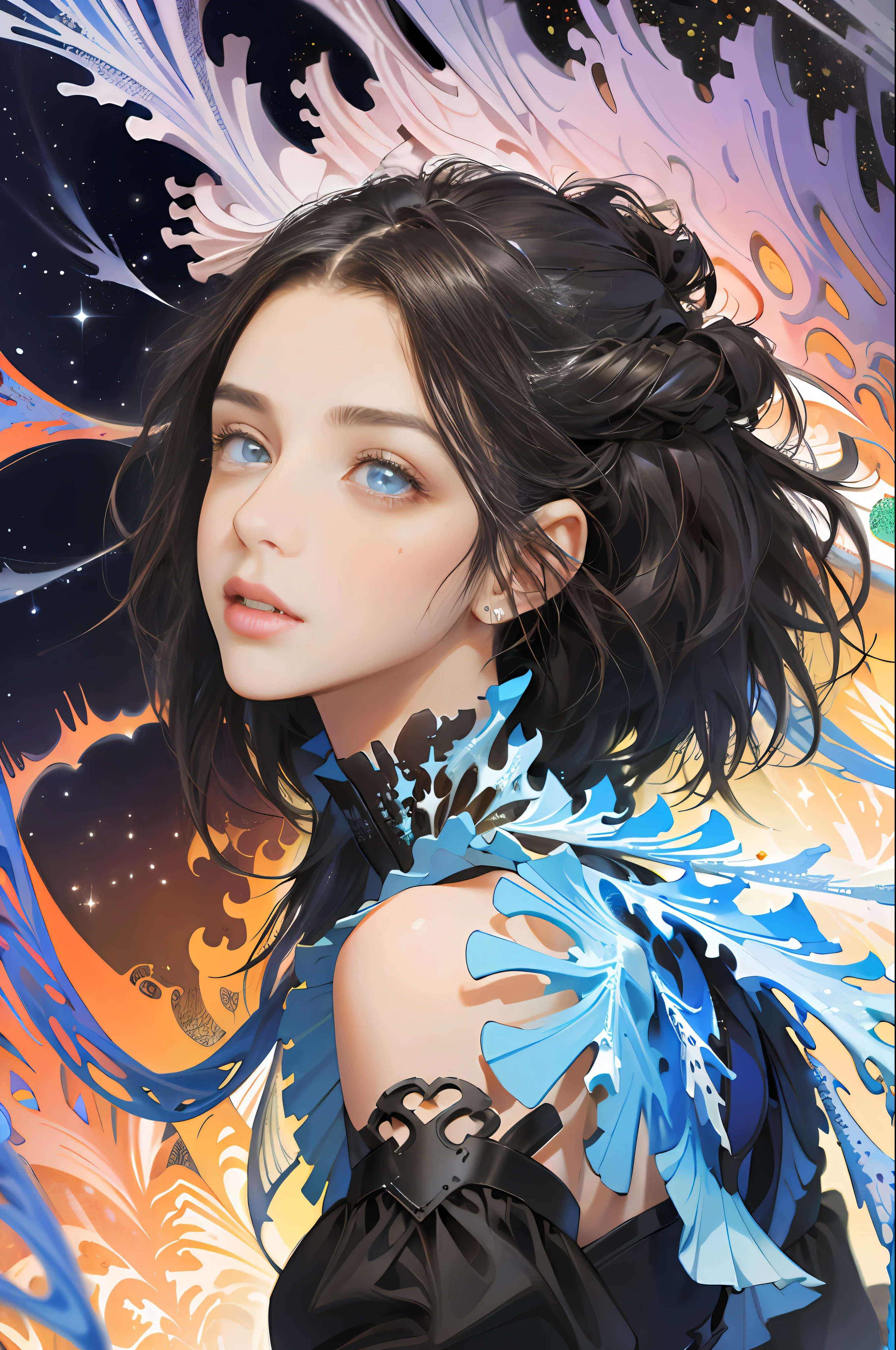 (absurdres, highres, ultra detailed), 1girl, solo, extremely detailed eyes, (official art, beautiful and aesthetic:1.2), (fractal art:1.3), colorful, highest detailed