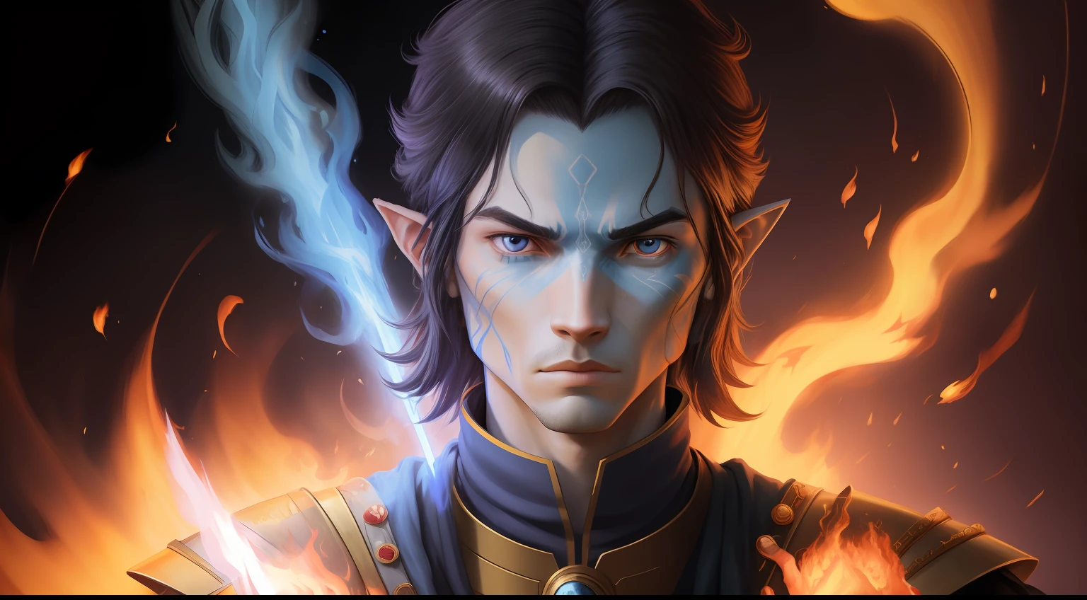 Portrait of an Avatar Prince Who Has Fire Power