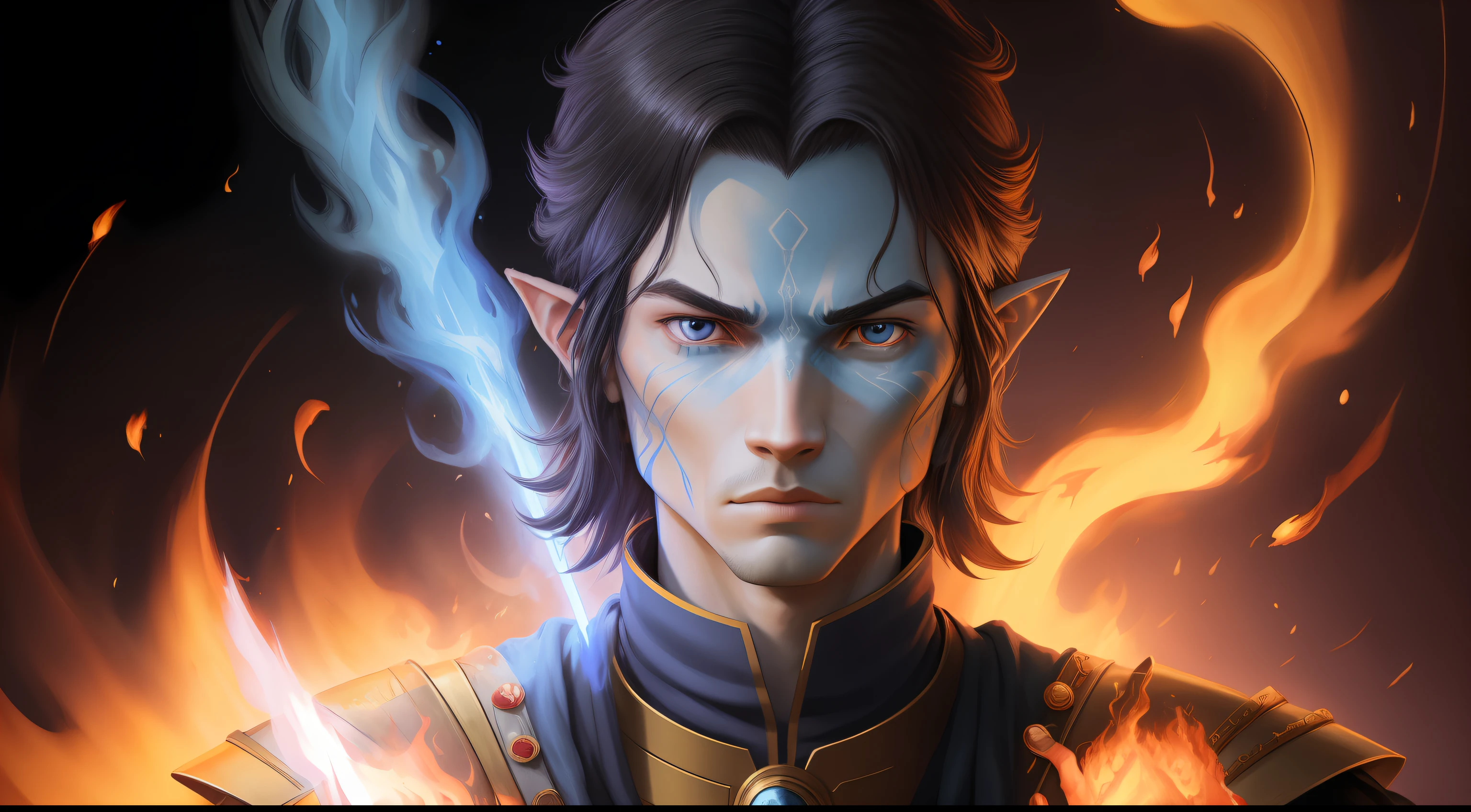 Portrait of an Avatar Prince Who Has Fire Power