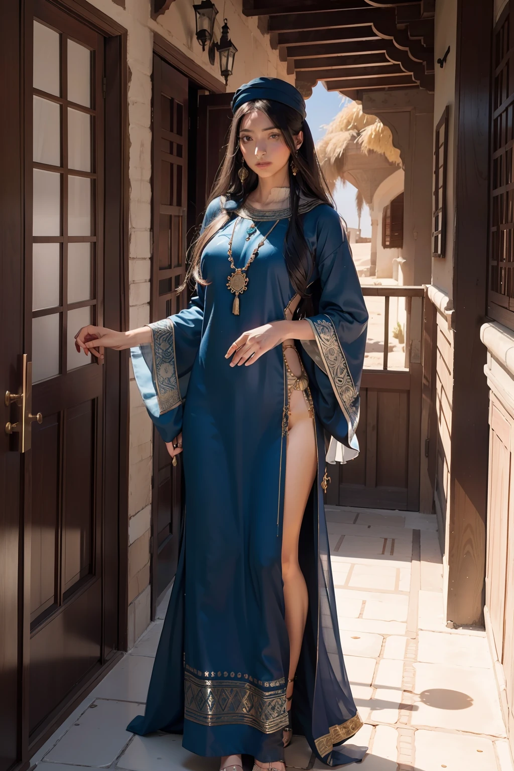 1girl very beautiful Moroccan caftan door a Moroccan environment , Angle dynamique, Splash Art, [(art par Arthur Dove:0.7)|dessin par Lyubov Popova], octane rendered, Complete shot of a captivating Amish male silk weaver, Cel shaded, Velvia, Rubans, Art officiel, 8K unit wallpaper, Ultra detailded, aesthetics, master piece, beste-Qualit, photoreallistic
