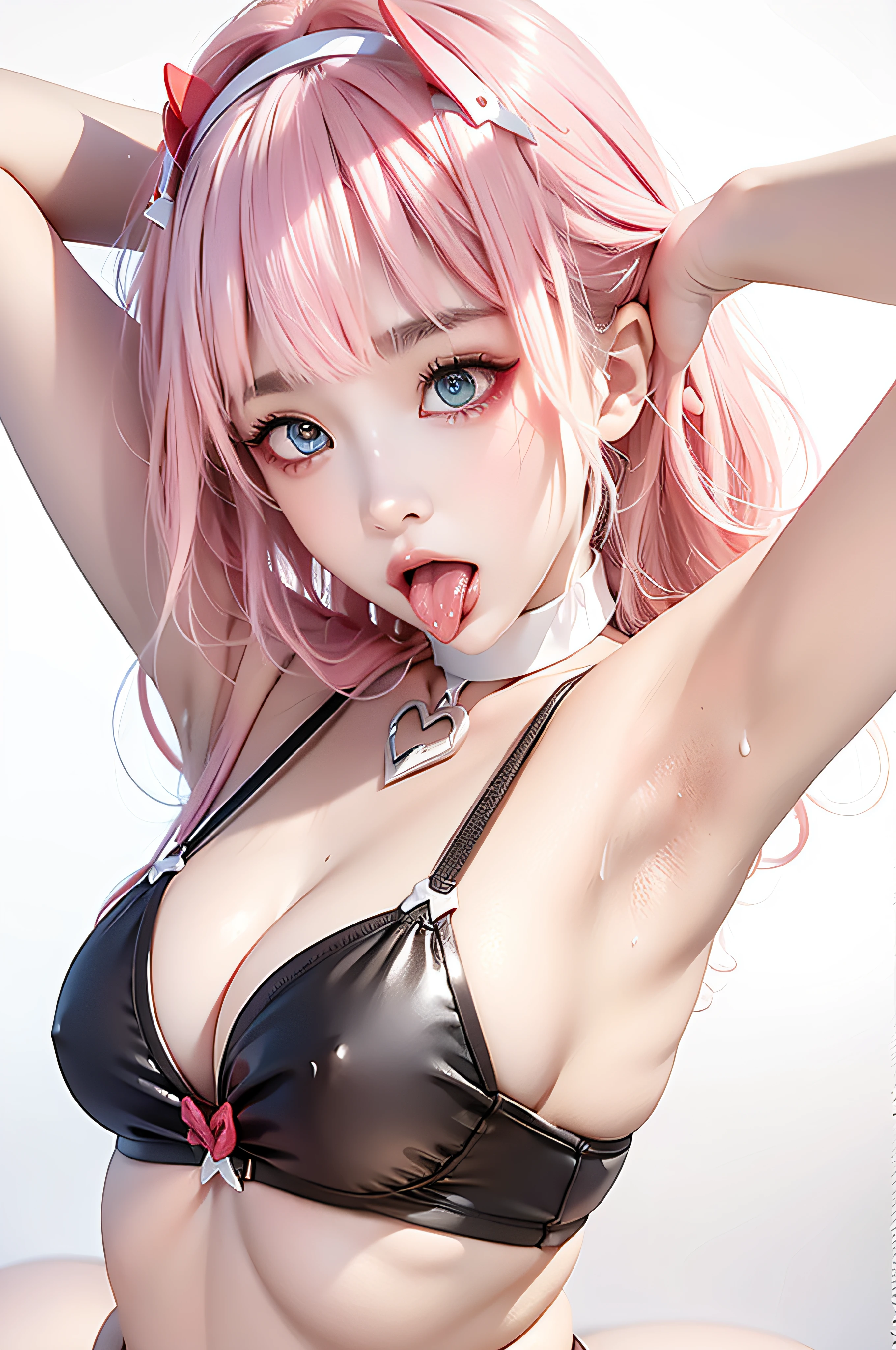 1girl, (sticking out her tongue out), (tongue), ultra high res, photorealistic, best quality, 8k resolution, masterpiece, cat ears, ((choker, latex, tight swimsuit)), tank top, ((close up face view)), (ahegao), kneeling, oh face, Open your mouth wide, Stick out your tongue to receive, One hand in your mouth, Ecstasy, (White liquid on your face), Face up, Shoot from above, (White liquid dripping from your mouth), Tongue sticking out, (White liquid accumulation on the tongue), ecstatic look, a large amount of white liquid in the mouth, white liquid on the chest, delicate fingertips, complicated fingertips, nsfw, eyes roll back, eyes up, zero two