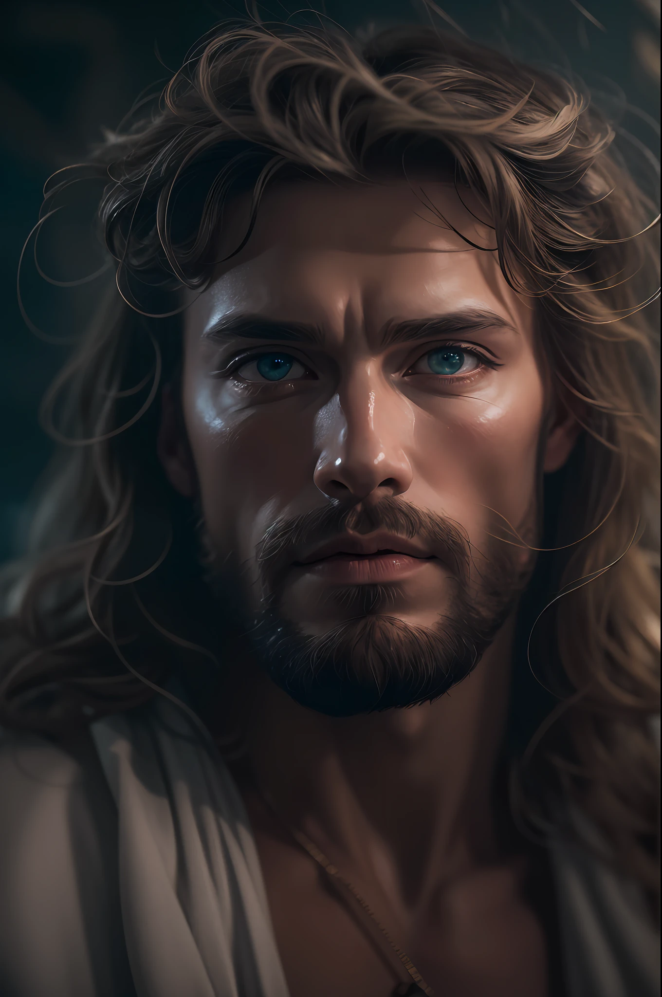 Portrait photography style, A masterpiece of the world, Ultra-unique, highly professional digital art, film frame, Super realistic, Color motion picture film photography with ultra-fine detail and quality, Photo (((whole-length:1.5))), Jesus Christ was crucified, Style Peter-Paul Rubens, Supernatural skin texture, Ultra-detailed facial features, Overhead halo, (Background - Storm Clouds, Bright lightning), Professional soft cinematic lighting, Global illumination, Soft shadows, Ray tracing, Large depth of field, clean sharp focus , 12k uhd, Digital SLR, film frame, filmgrain, 85mm, f/1.4, ISO 64, F16, 45 seconds.