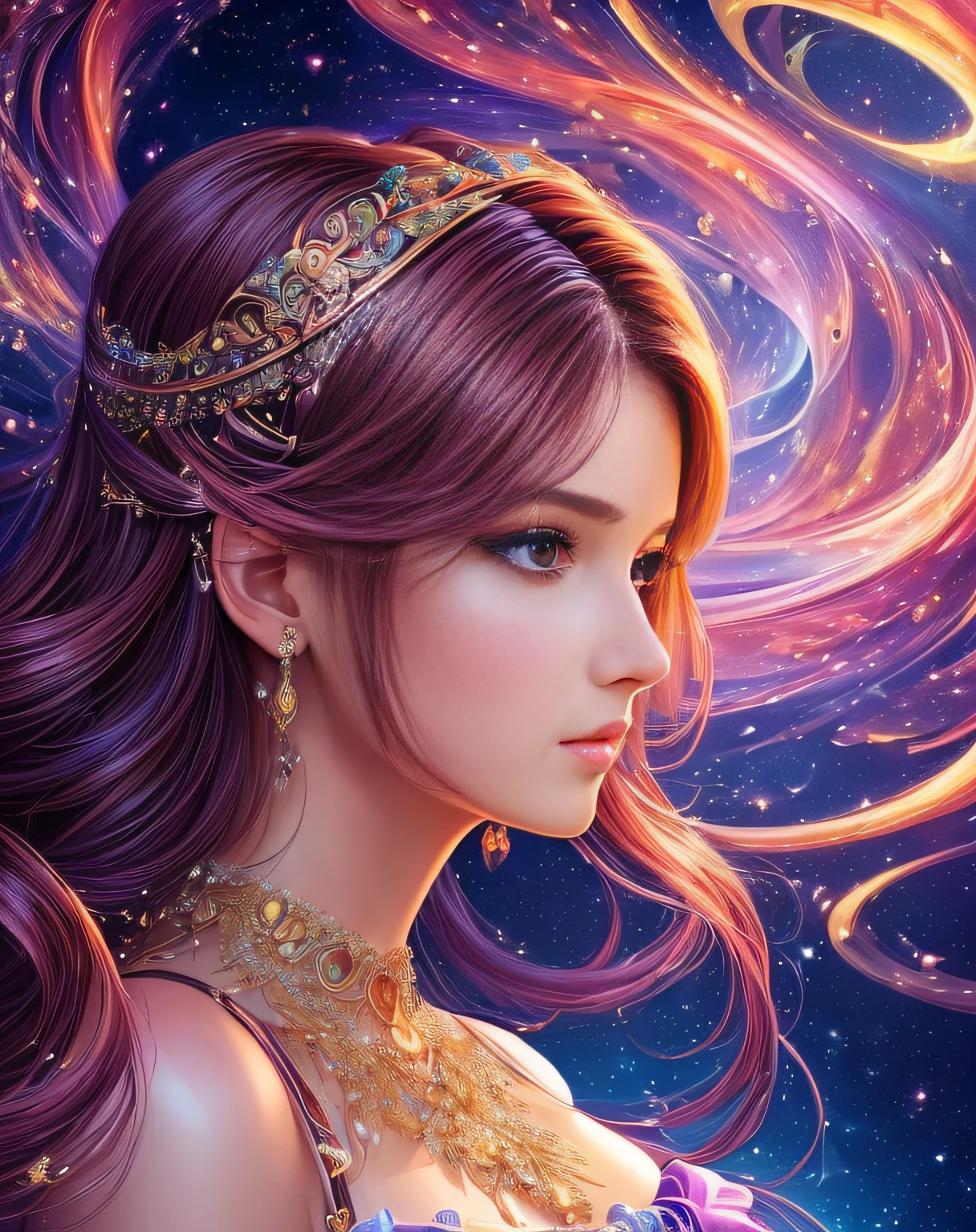 (masterpiece, best quality, glossy, beautiful digital art:1.4), (stunning 21yo woman:1.6), dream in color, magical, (super glossy:1.3), ultra detailed, insanely intricate, wallpaper, 8k