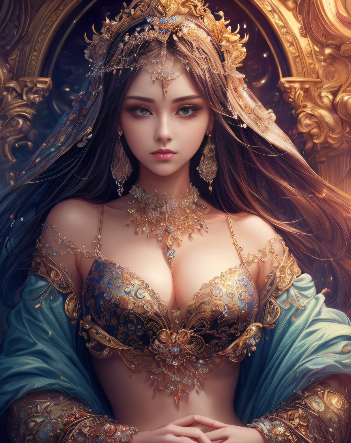 (masterpiece, best quality, glossy, beautiful digital art:1.4), (stunning 21yo woman:1.6), dream in color, magical, (super glossy:1.3), ultra detailed, insanely intricate, wallpaper, 8k