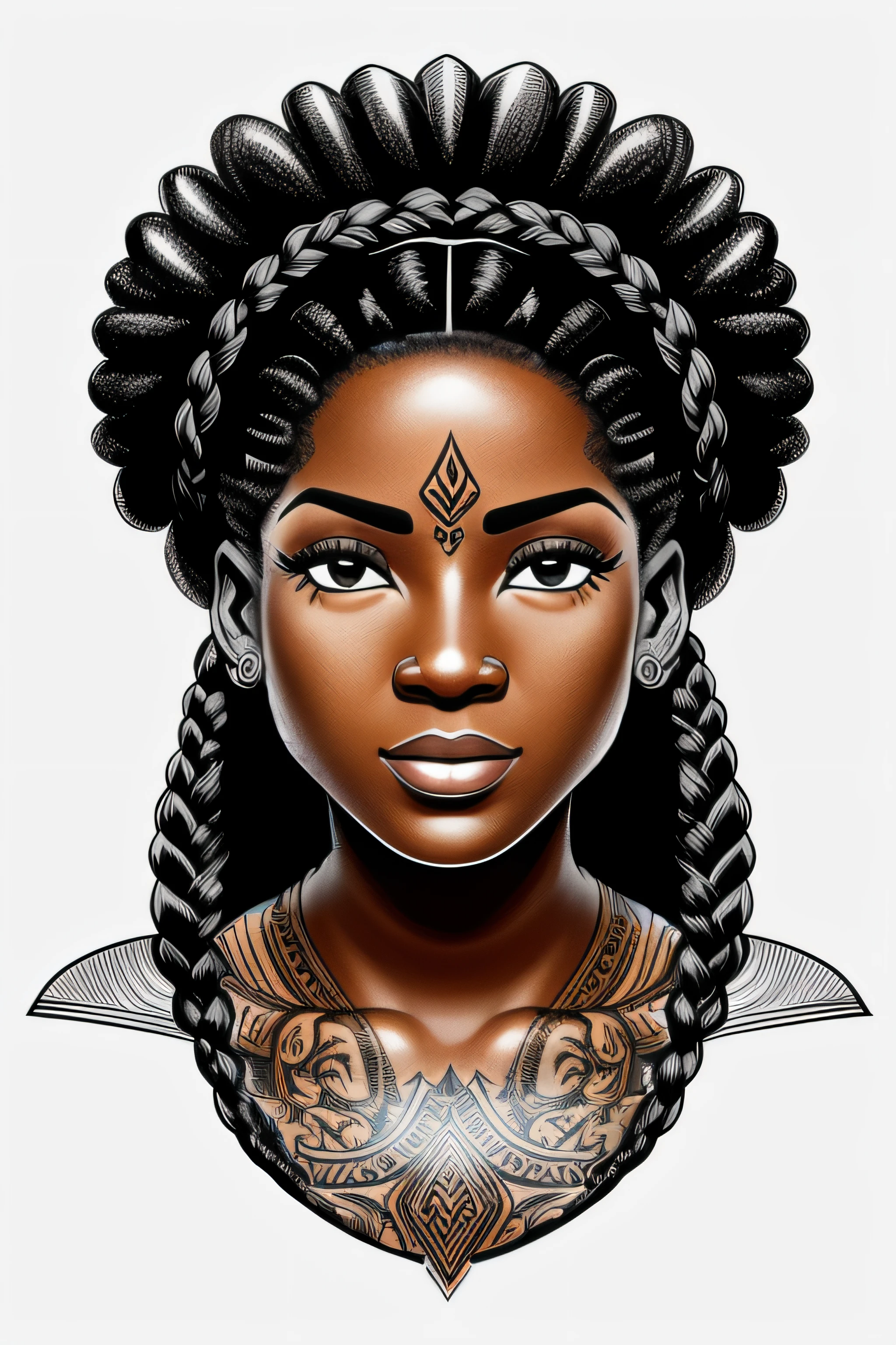 tirar sombras, pele lisa, sem tatoagem, Afro traits