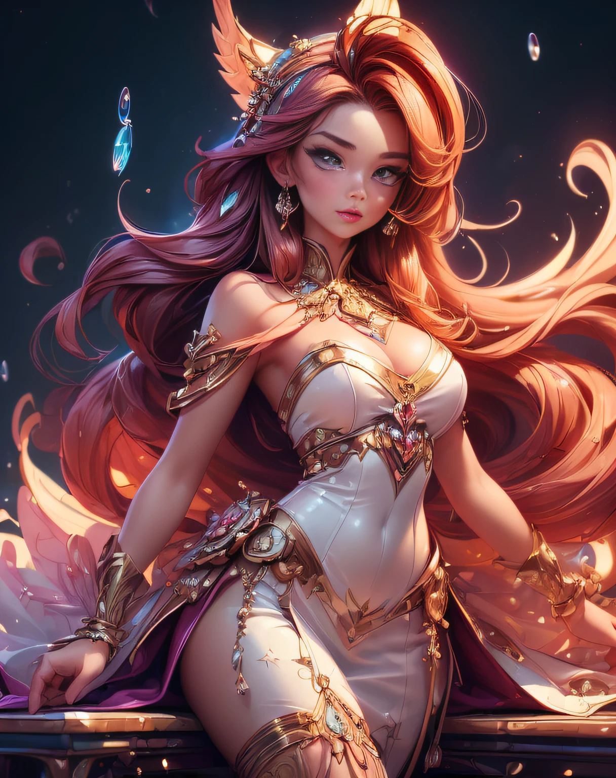 (masterpiece, best quality, glossy, beautiful digital art:1.4), (stunning 21yo woman:1.6), dream in color, magical, (super glossy:1.3), ultra detailed, insanely intricate, wallpaper, 8k