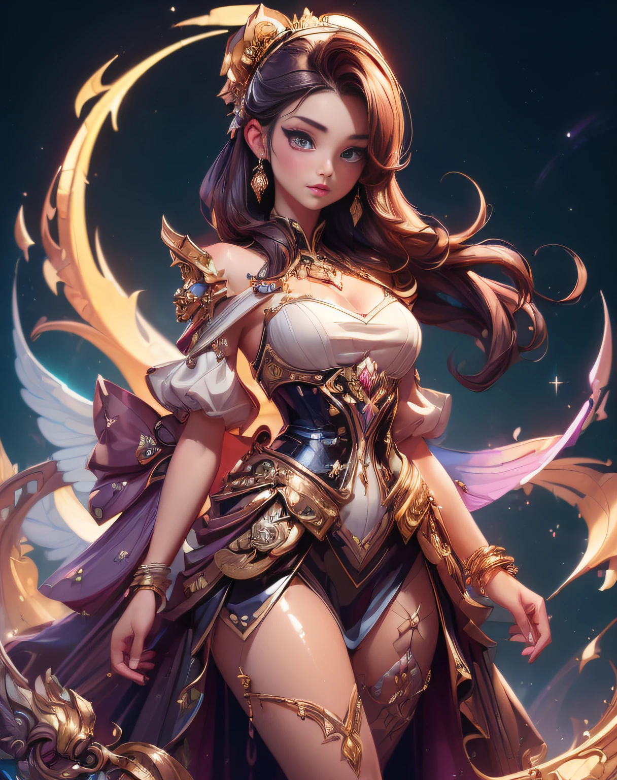 (masterpiece, best quality, glossy, beautiful digital art:1.4), (stunning 21yo woman:1.6), dream in color, magical, (super glossy:1.3), ultra detailed, insanely intricate, wallpaper, 8k