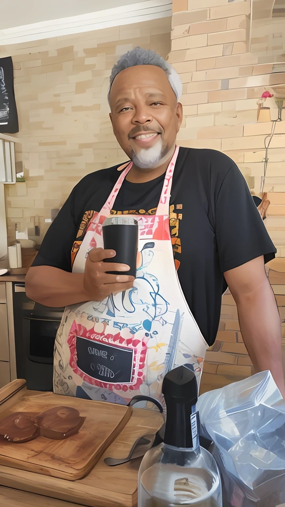 Smiling man in apron holding a cup of coffee in a kitchen, Directed by: Mario Cooper, Directed by: Ramon Silva, Directed by: Colijn de Coter, Directed by: CeFerí Olivé, Directed by: Jan Pynas, Directed by: Jakob Gauermann, Directed by: Róbert Berény, Directed by: Hubert van Ravesteyn, Directed by: Ronald Davis, Directed by: Jan Tengnagel