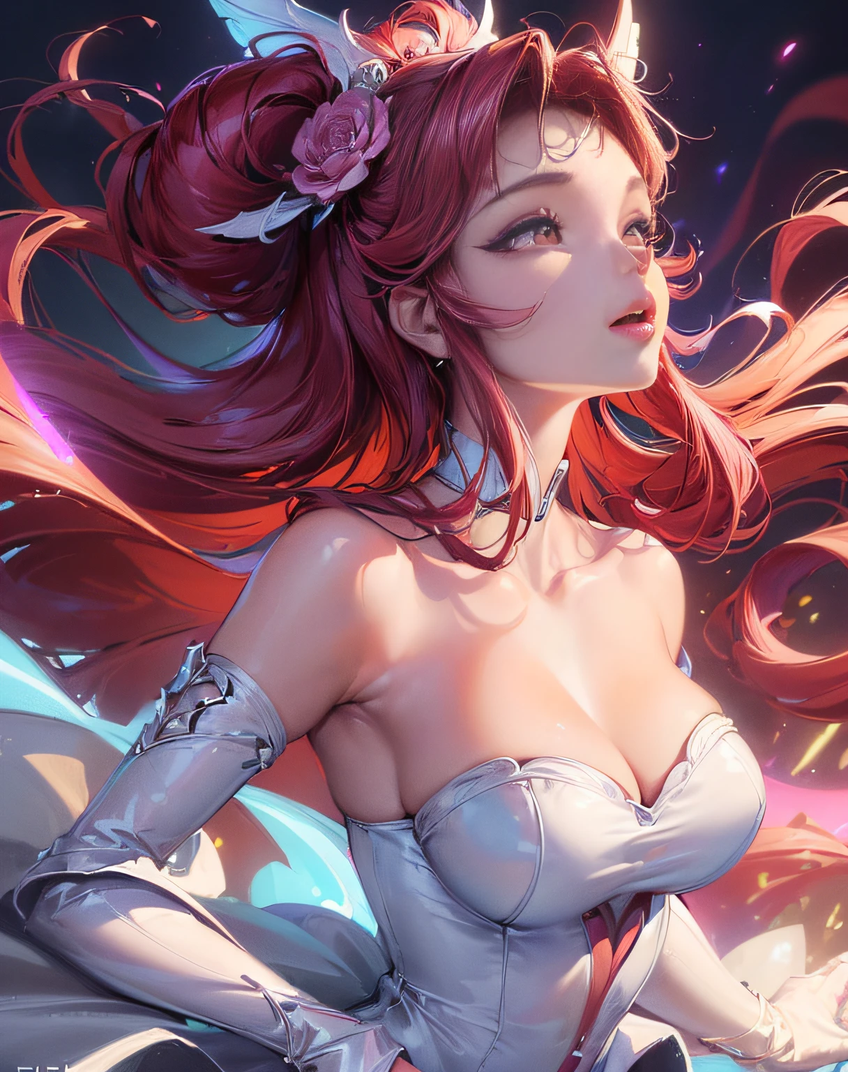 (masterpiece, best quality, glossy, beautiful digital art:1.4), (stunning 21yo woman:1.6), dream in color, magical, (super glossy:1.3), ultra detailed, insanely intricate, wallpaper, 8k