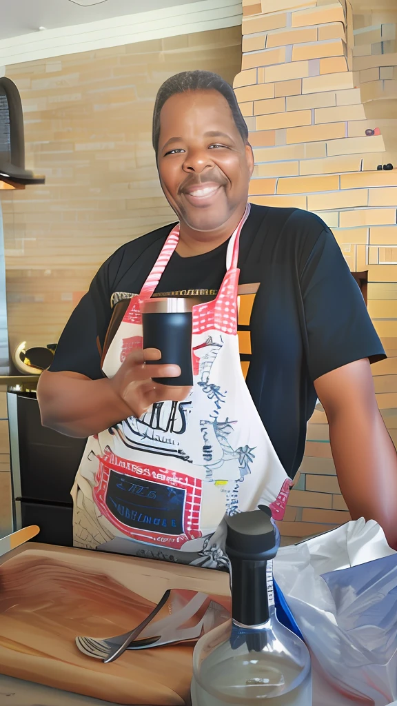 Smiling man in apron holding a cup of coffee in a kitchen, Directed by: Mario Cooper, Directed by: Ramon Silva, Directed by: Colijn de Coter, Directed by: CeFerí Olivé, Directed by: Jan Pynas, Directed by: Jakob Gauermann, Directed by: Róbert Berény, Directed by: Hubert van Ravesteyn, Directed by: Ronald Davis, Directed by: Jan Tengnagel