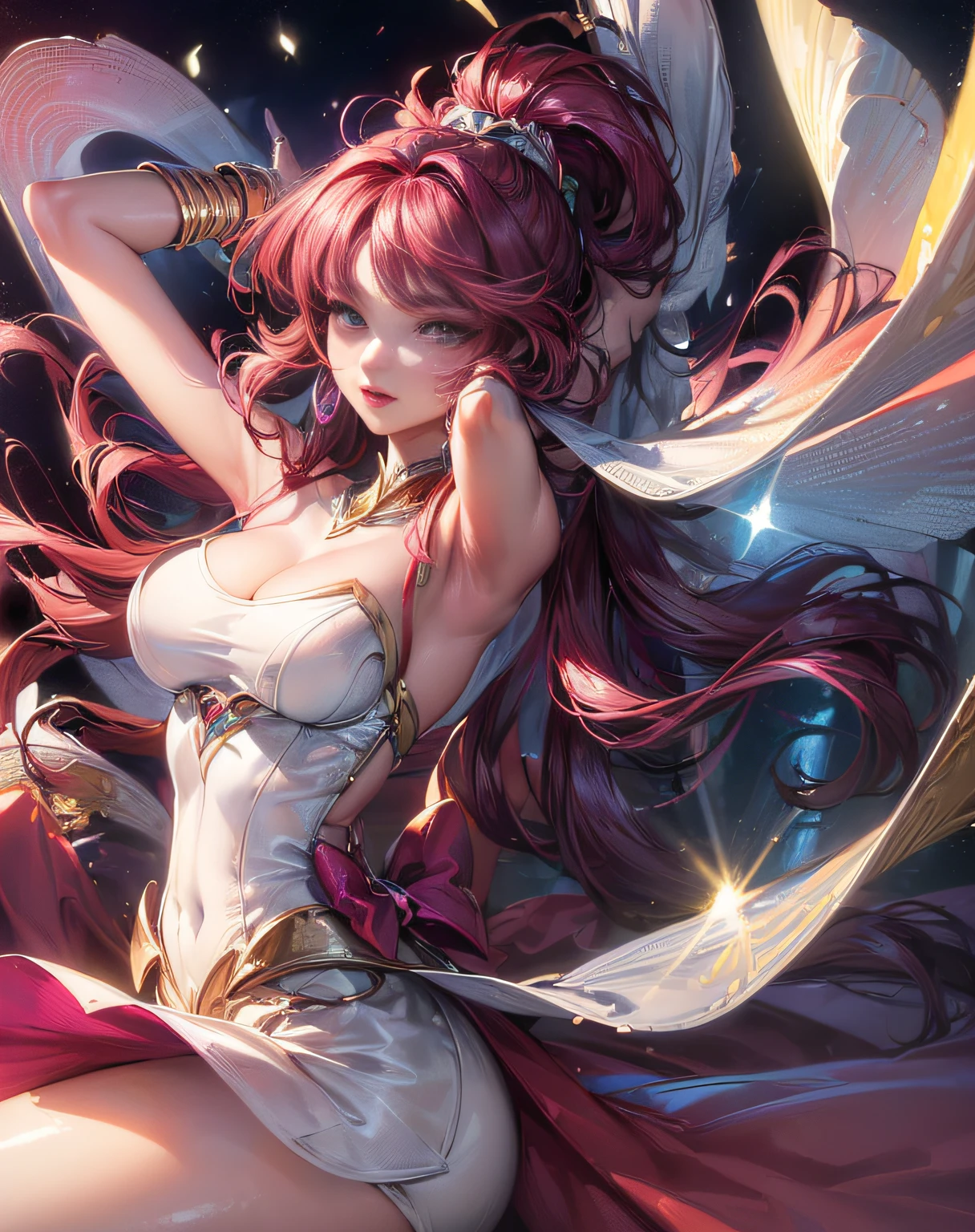(masterpiece, best quality, glossy, beautiful digital art:1.4), (stunning 21yo woman:1.6), dream in color, magical, (super glossy:1.3), ultra detailed, insanely intricate, wallpaper, 8k