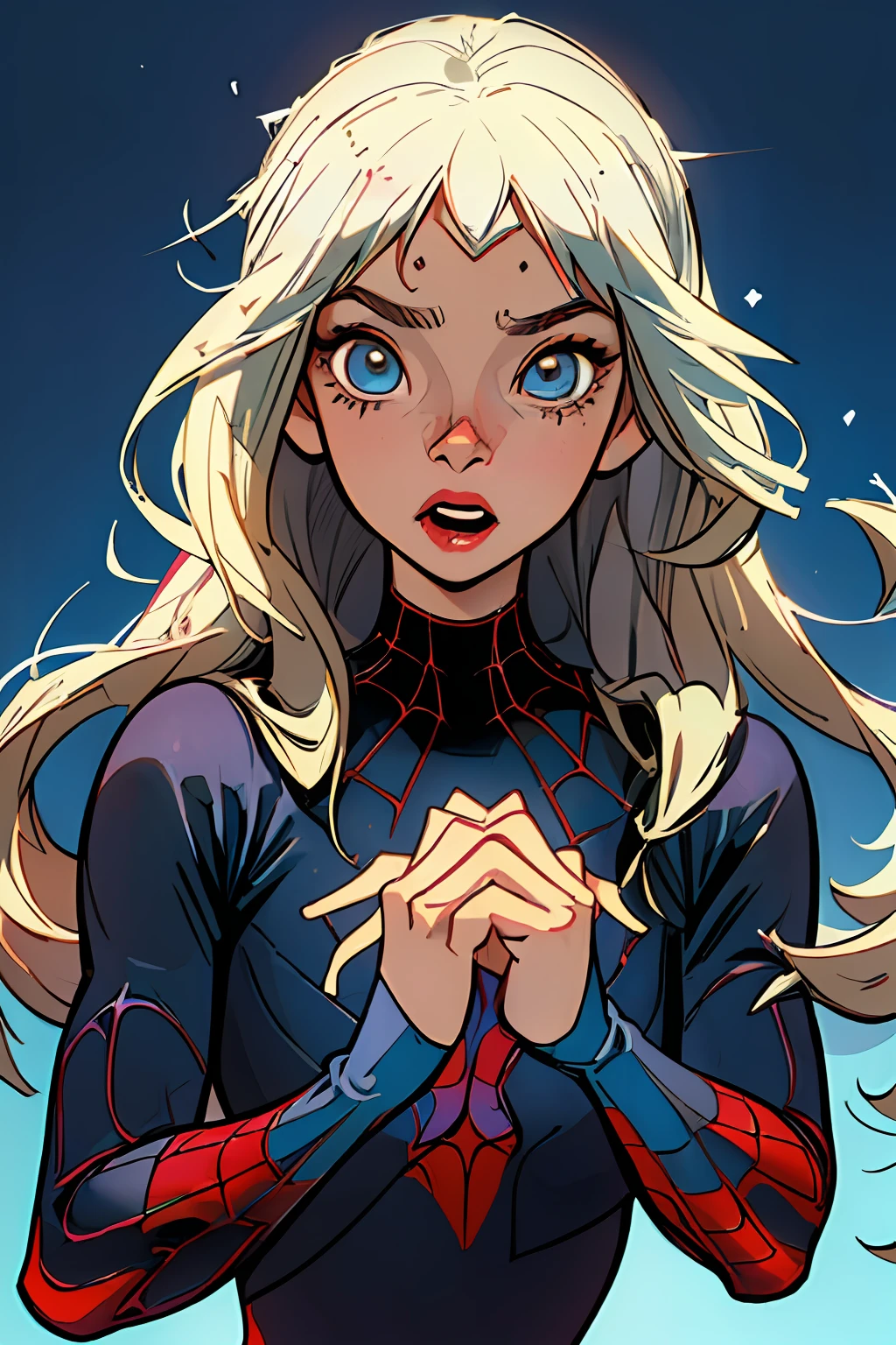 (melhor qualidade, obra-prima), 1girl, (pele escura), chuvoso, chorando, olhando para baixo, molhado,Gwen Stacy, Spider Man