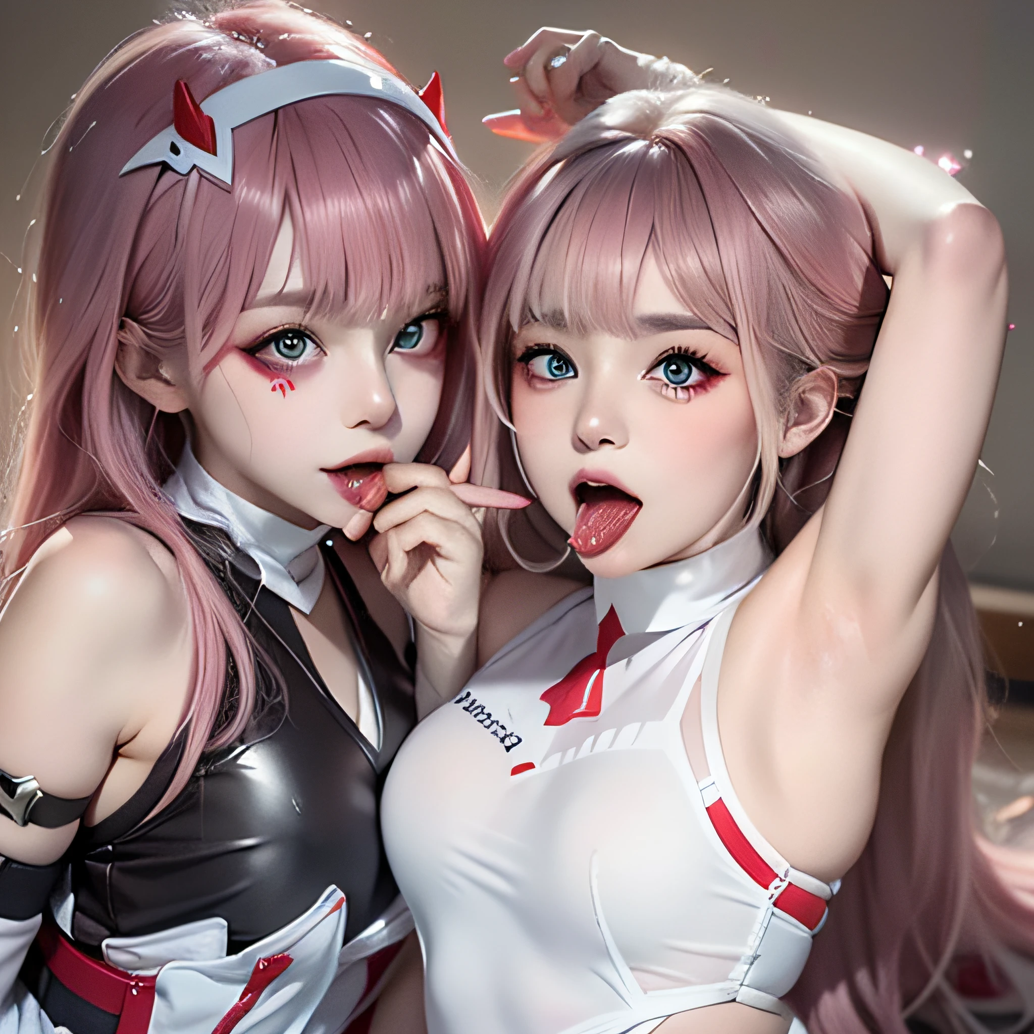 1girl, (sticking out her tongue out), (tongue), ultra high res, photorealistic, best quality, 8k resolution, masterpiece, cat ears, ((choker, latex, tight swimsuit)), tank top, ((close up face view)), (ahegao), kneeling, oh face, Open your mouth wide, Stick out your tongue to receive, One hand in your mouth, Ecstasy, (White liquid on your face), Face up, Shoot from above, (White liquid dripping from your mouth), Tongue sticking out, (White liquid accumulation on the tongue), ecstatic look, a large amount of white liquid in the mouth, white liquid on the chest, delicate fingertips, complicated fingertips, nsfw, eyes roll back, eyes up, zero two