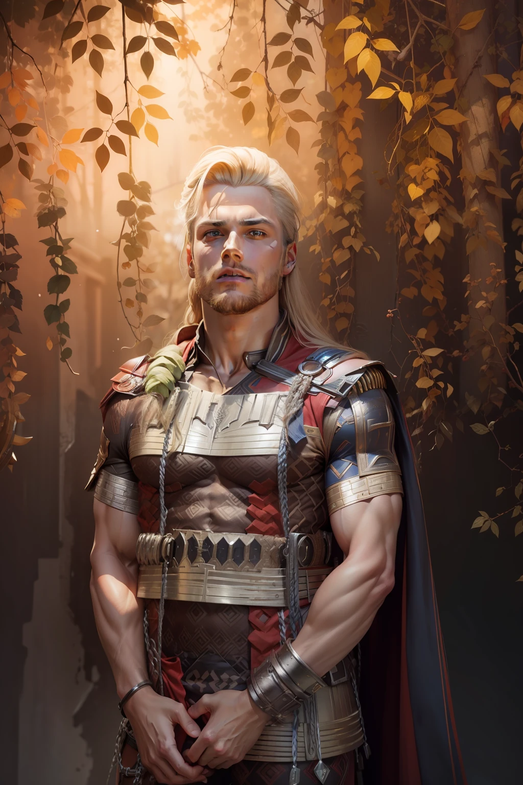 Handsome boy detailed defined body using thor cosplay,