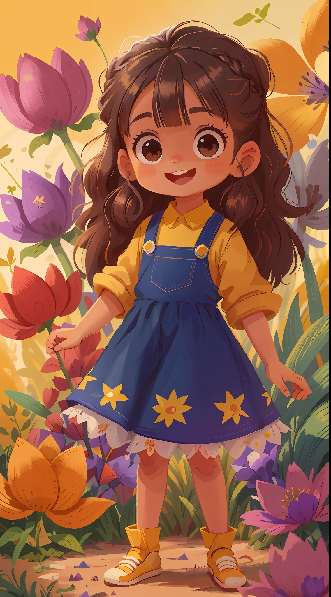 Uma , cabelo longo, cabelo preto, olhos pretos, olhos brilhantes, vestido roxo com dourado, gato, flor de lavanda, feliz, feliz, sorridente, qualidade perfeita, foco claro (desordem - casa: 0.8), (obra-prima: 1.2) (realista: 1.2) (bokeh) (melhor qualidade) (pele detalhada: 1.3) (detalhes complexos) (8K) (olhos de detalhe) (foco nítido), (feliz) corpo inteiro, A child, fundo limpo, long-vision composition, 85MM SHOT