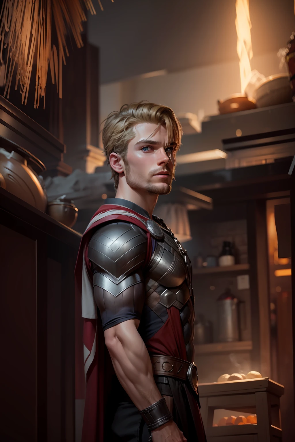 Handsome boy detailed defined body using thor cosplay,