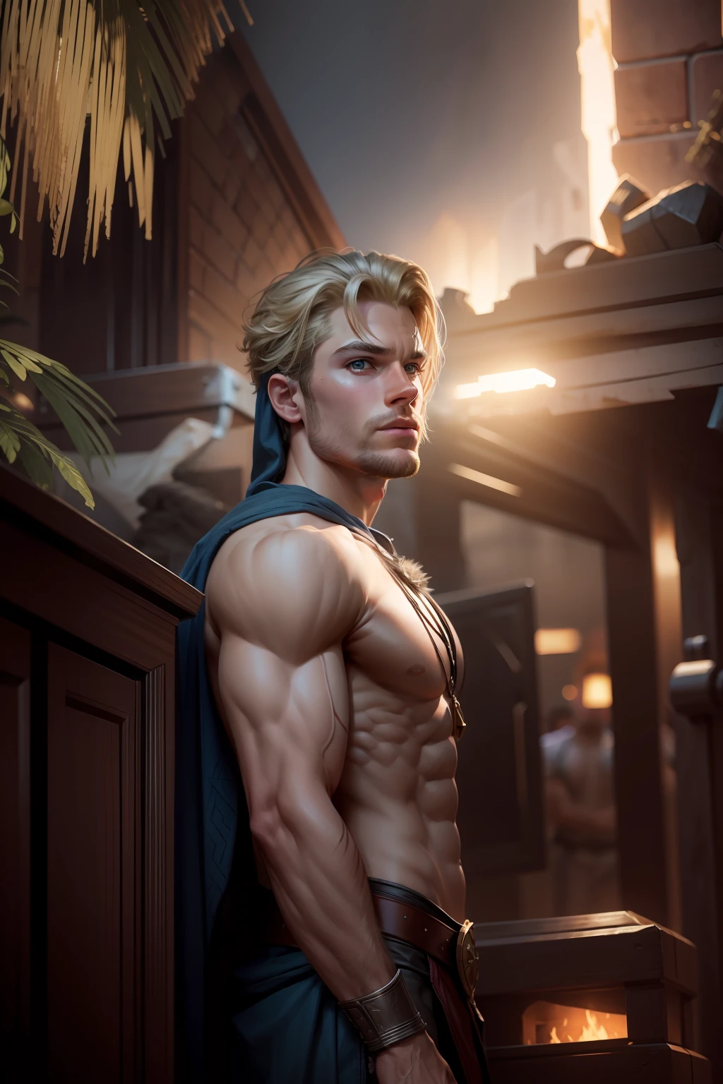 Handsome boy detailed defined body using thor cosplay,