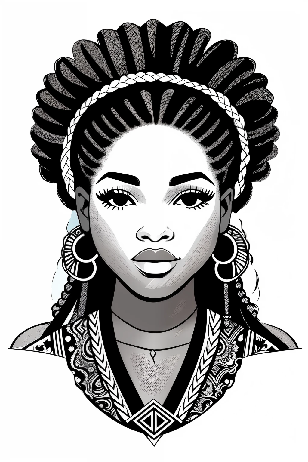 Illustrated logo Black woman in gorgeous braids
