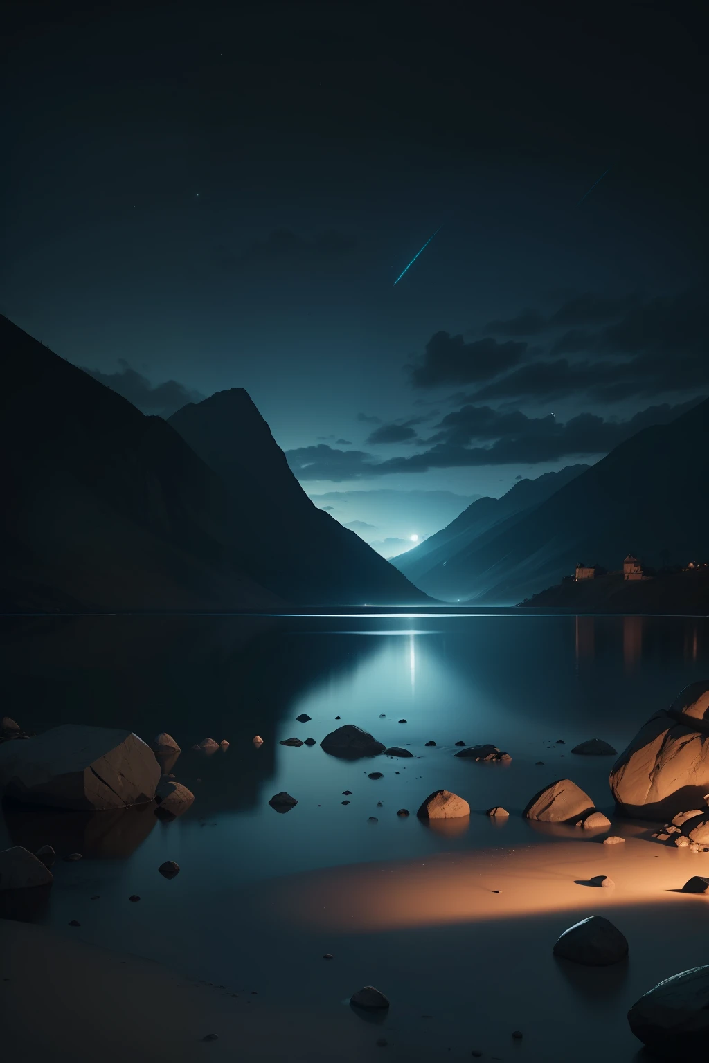 (Silencio en la noche ya todo esta en calma el musculo duerme la ambicion descansa), pintura digital ultra realista , muy detallada ,texturas, efectos 3D, Ultra HD, Obra de arteo impresionantes de 8K , Film lighting