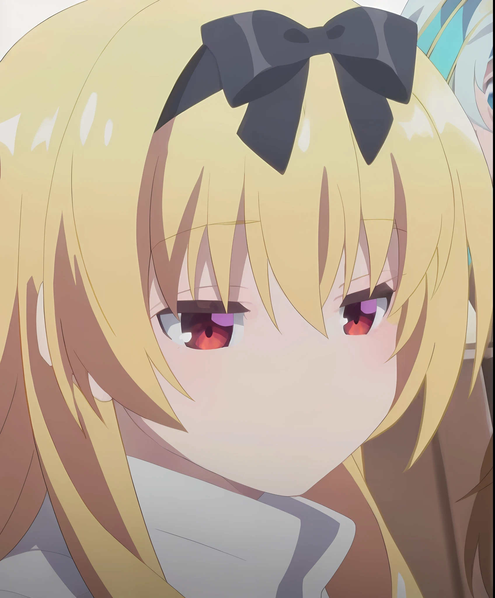 Yellow-haired,dual horsetail,Red eyes,in a skirt