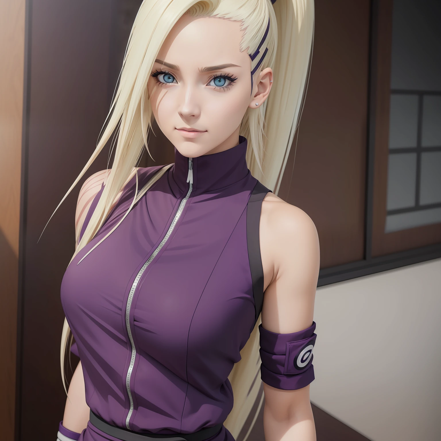 Ino yamanaka, linda e alta super realista e bem detalhado, olhos perfeitos, vestido roxo escuro, (master part, best quality, 1girl, sozinho, detalhes intrincados, ultra hiper realista, anime naruto