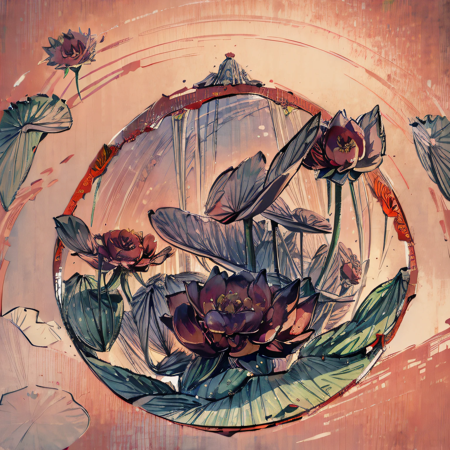 (masterpiece, best quality, beautiful art:1.4) of a (red lotus flower:1.6), bright red color, beautiful symmetry, very detailed, highly realistic, 8k, ultra intricate, trending on artstation, trending on pixiv