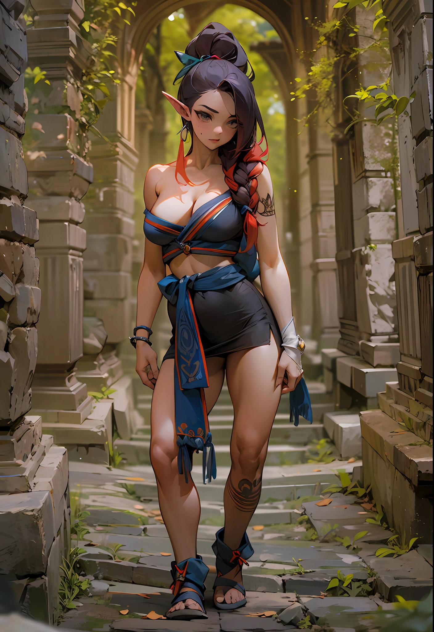 There's an elf (Arshes em Bastard) elfa de 30 anos (Peta Jensen), (Camgirl), (onlyfans) and the Ancestral Ruins, richly detailed Aztec ruins, lots of vegetation and vineyards, Aztec Ancient Ruins, cinematic natural light, organic dust particles in light, poeira no ar, Underneath view, Viewing angle below, olhar de baixo, olhando de baixo, close de baixo, MULHER SEXY, Novo, sem roupa, Do not wear clothes, alguns apetrechos e tribais pelo corpo nu, sensual, provocador, cabelos vermelhos, vermelho escuro, red hair, cabelo com linga sobre o peito, braid over chest, smaller braids on the head, Dark grey head |, olhar sexy, olhos verdes, Olhar Lascivo, desejo, marrom, sarda no rosto, realista, boca entreaberta, sensualidade ao extremo, Seios enormes (Oppai), massive breasts uncovered, seios grandes (Mamalhuda, massive breasts, peitos grandes) soltos descobertos (Adult video of Kate Dee 1 ), seios arredondados, mamilos duros, seios grandes (Kyra QUENTE) com pintas, sardas, Fundo, sardas no peito, piercing na barriga, barriga sexy, barriga levemente marcada, sexy :8, A partir de 8 K fosco, olhar sexy, detalhes tribais pelo corpo, corpo nu com tatoo tribal, asteca, molhado, transparente, pose atraente, a scarf tied at the waist, estourando os seios, bicos duros, mamilos endurecidos, enrijecidos, Excitado, lascivo, provocador, corpo sexy, quadril largo, coxa grossa, Pose sexy, corpo perfeito, uncovered private parts, Visible, aberta e exposta, pelos pubianos raspados, Depilado, exposta, realista, molhada, virilha marcada, perfect lighting, Bottom view, realista, filtro escuro, profundidade, corpo perfeito, anatomia perfeita, 4k