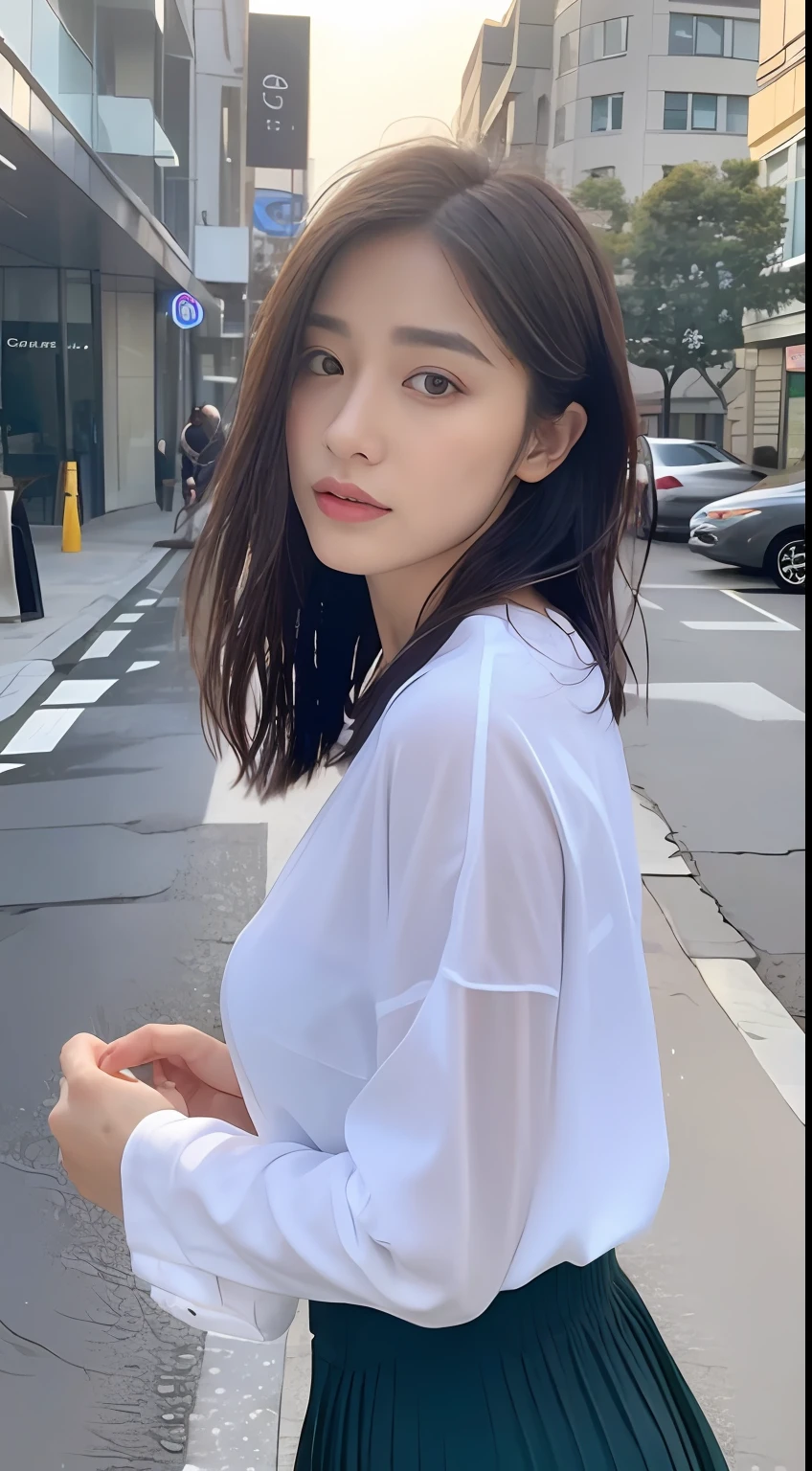 ((Best Quality, 8K, Masterpiece:1.3)), Focus: 1.2, Perfect Body Beauty: 1.4, Buttocks: 1.2, ((Layered Haircut, Breasts: 1.2)), (Wet Clothes: 1.1) , (Rain, Street:1.3), Bandeau Dress: 1.1, Highly Detailed Face and Skin Texture, Delicate Eyes, Double Eyelids, Whitened Skin, Long Hair