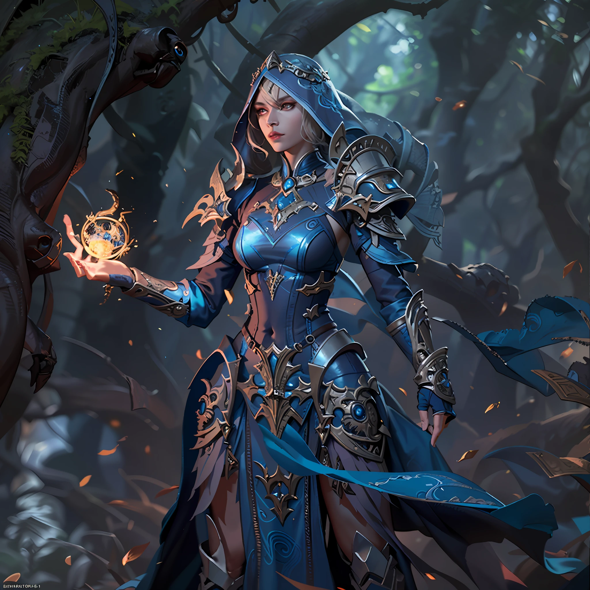 high details, best quality, 8k, [ultra detailed], masterpiece, best quality, (extremely detailed), dynamic angle, ultra wide shot, RAW, photorealistic, fantasy art, dnd art, rpg art, realistic art, a wide angle picture of an epic female elf arcane warrior, warrior of magic, fighter of the arcana, full body, [[anatomically correct]] full body (1.5 intricate details, Masterpiece, best quality) casting a spell, casting an epic spell, magical sigils in the air, arcane markings (1.6 intricate details, Masterpiece, best quality) armed with an [epic magical sword] (1.5 intricate details, Masterpiece, best quality) epic magical sword, glowing in blue light. in fantasy urban street (1.5 intricate details, Masterpiece, best quality), a female beautiful epic elf wearing leather armor (1.4 intricate details, Masterpiece, best quality), high heeled leather boots, thick hair, long hair, dynamic hair, fair skin intense eyes, forest background (intense details), sun light, backlight, depth of field (1.4 intricate details, Masterpiece, best quality), dynamic angle, (1.4 intricate details, Masterpiece, best quality) 3D rendering, high details, best quality, highres, ultra wide angle