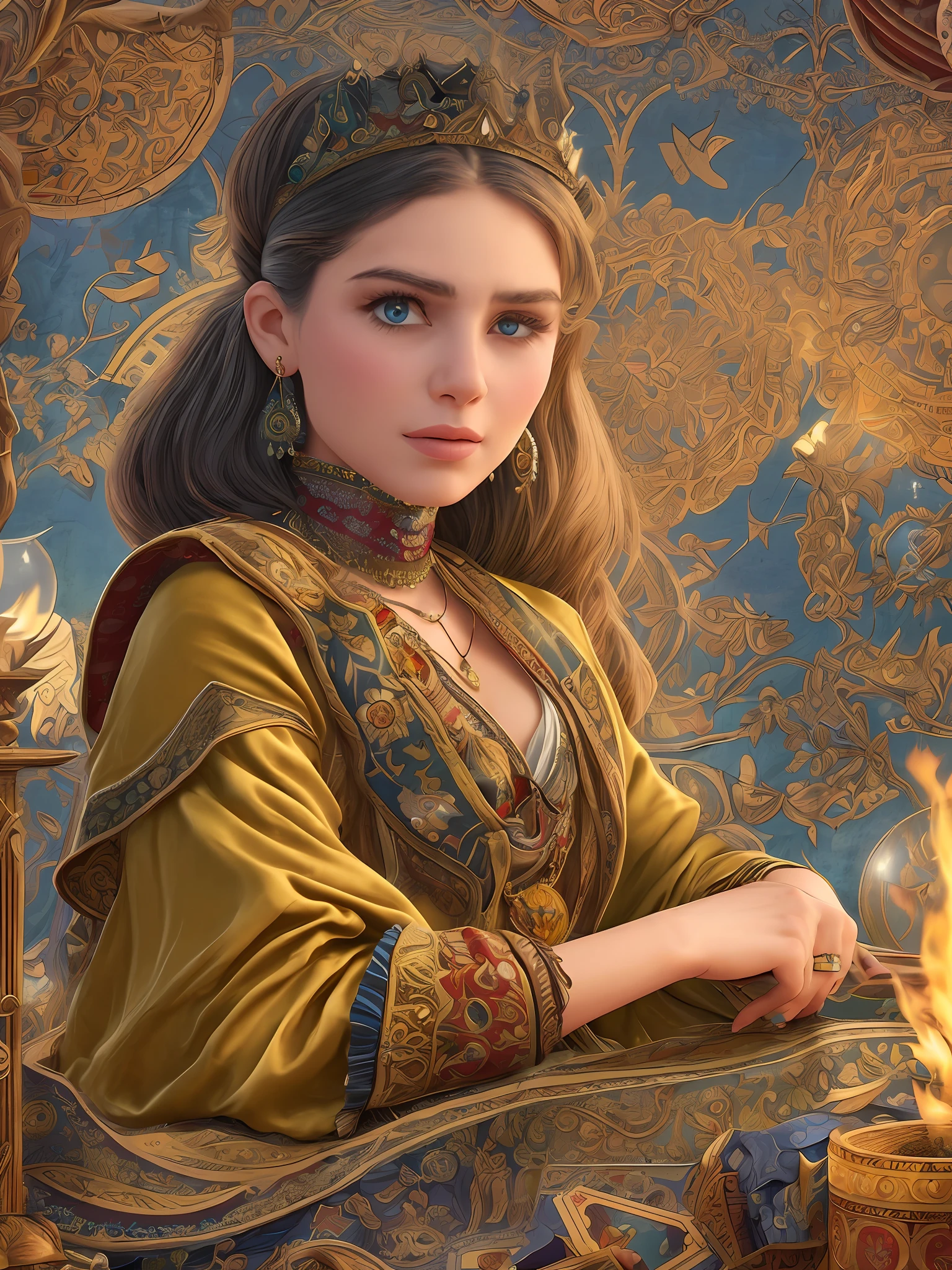gipsy woman playing card tarot realist , full hd, 8k --auto --s2