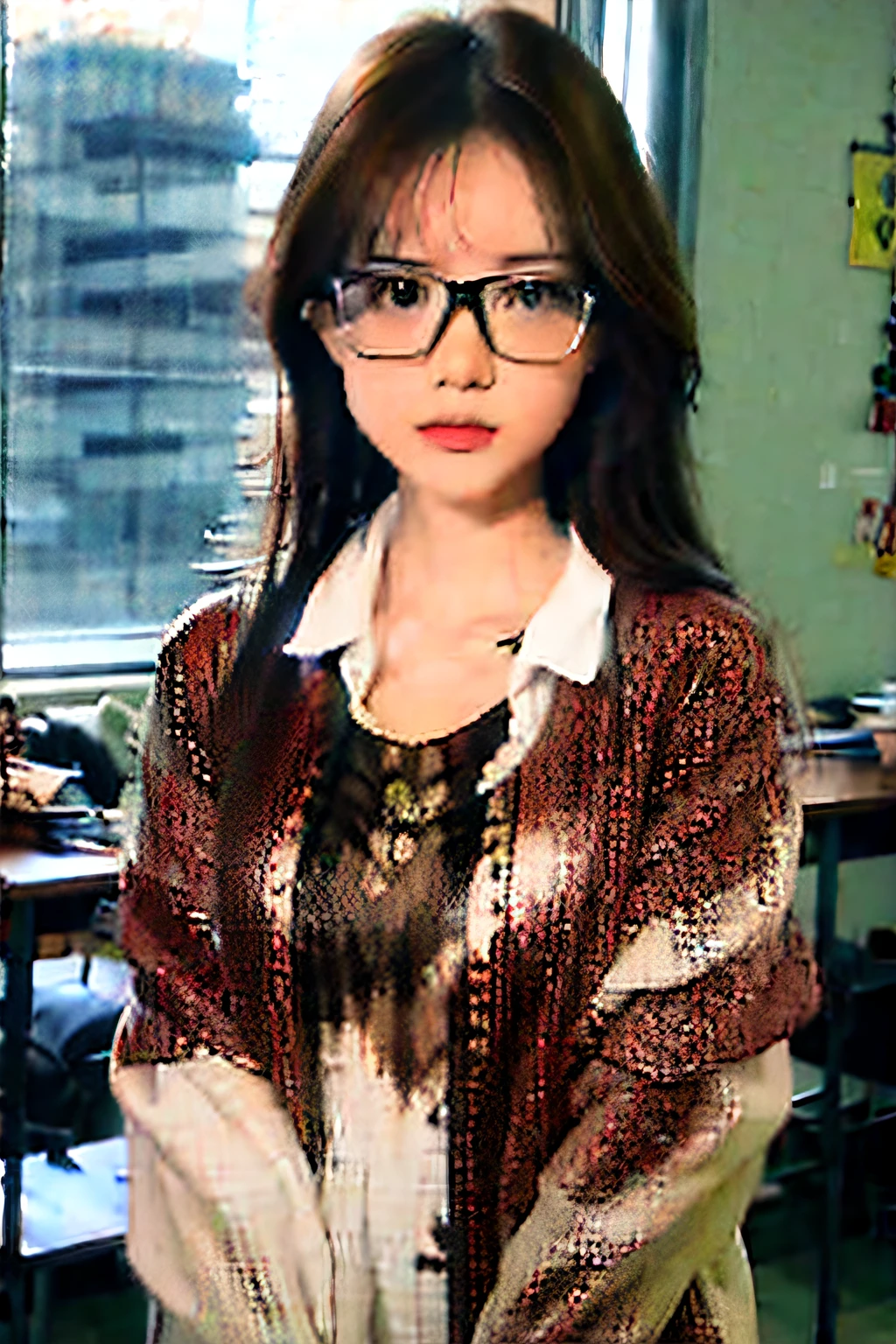 Real Human,eye glass,Classroom,Literary girl