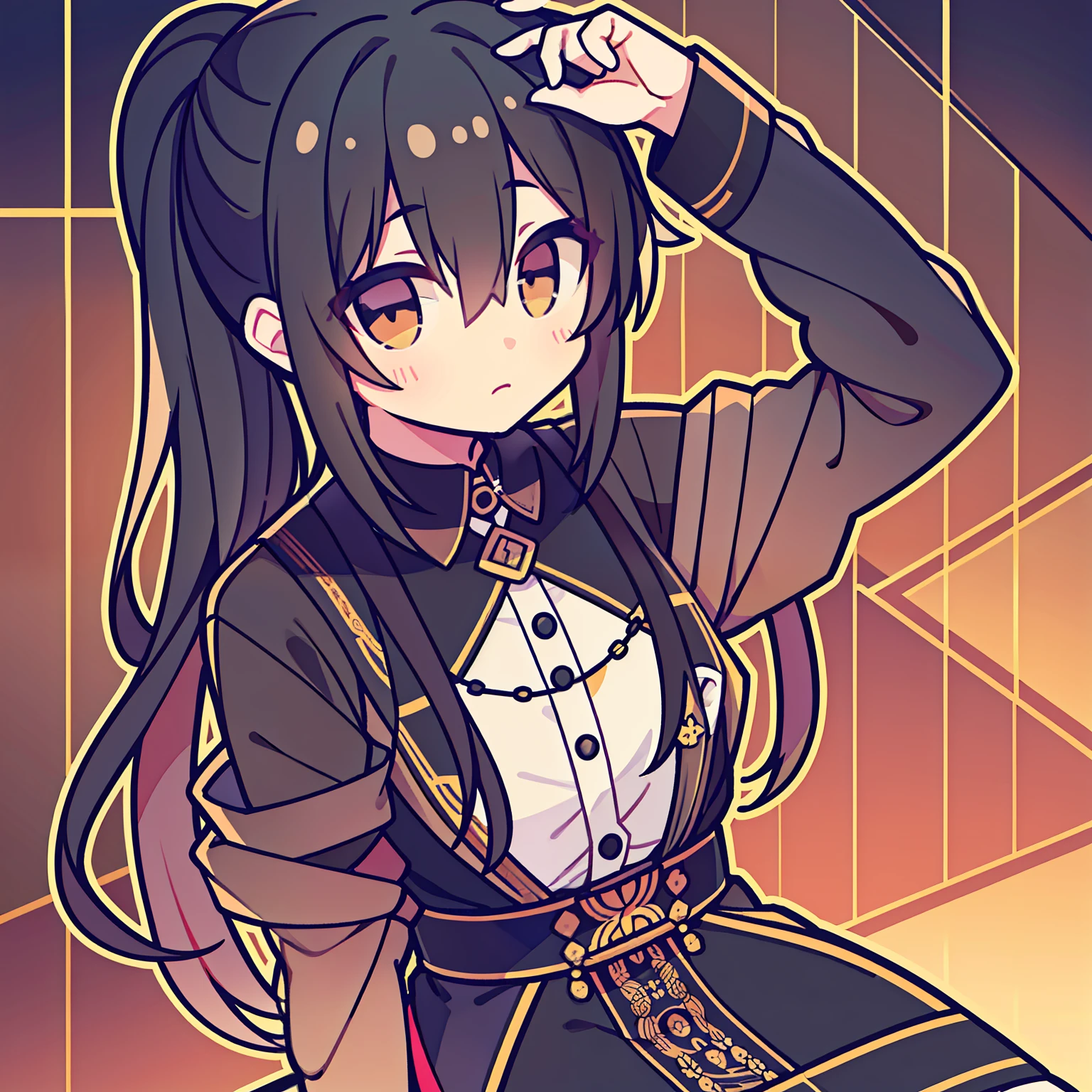 One Boy、long-haired black color、poneyTail