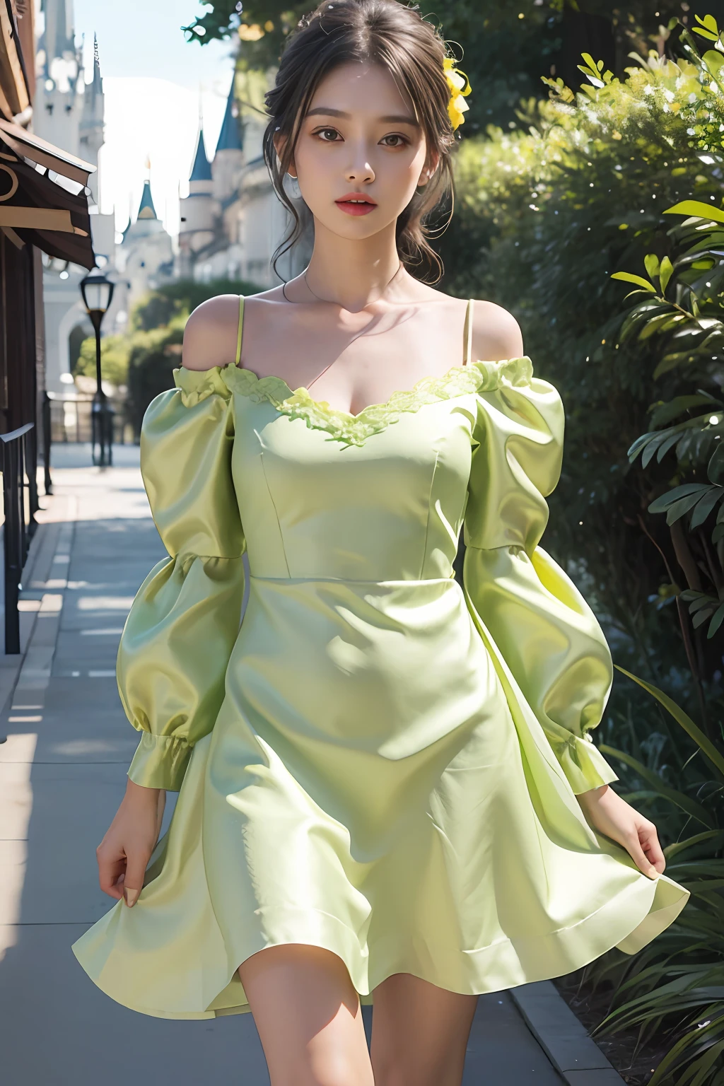 Women's Summer Puff Sleeve Off Shoulder Mini Dress Lime Green A-line A-Line Dress Light Green Silk Satin Dress Yellow Silk Satin Dress Organza Long Disney Lace Pearl Dress Long Strap Dress