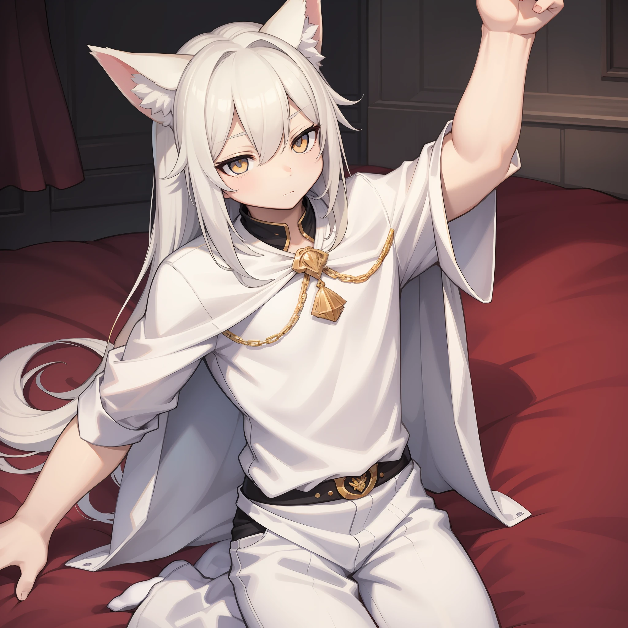 Handsome Wolf White Golden Eyes Cute Boy Handsome Domineering