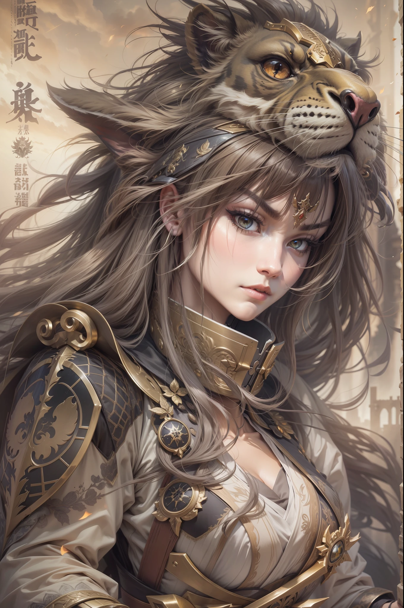 （anthropomorphic turtle），（Lion Samurai：1.4），longspear，a tall body，Stout limbs，Look at me condescendingly，disdain，despise，tosen，Fierce eyes，terroral，（（closeup cleavage，facial closeups，Close-up strengthened）），The long hairs of the flame fluttered in the wind，combats，Dynamic lines，Dimly lit battlefield，Ruined castle，（stereoscopic perspective：1.4），Works of masters，super-fine，4K分辨率，high qulity，电影灯光，High picture detail，Detailed pubic hair，Epic shooting，Clearly focused hair，Detailed hair depiction，acurate