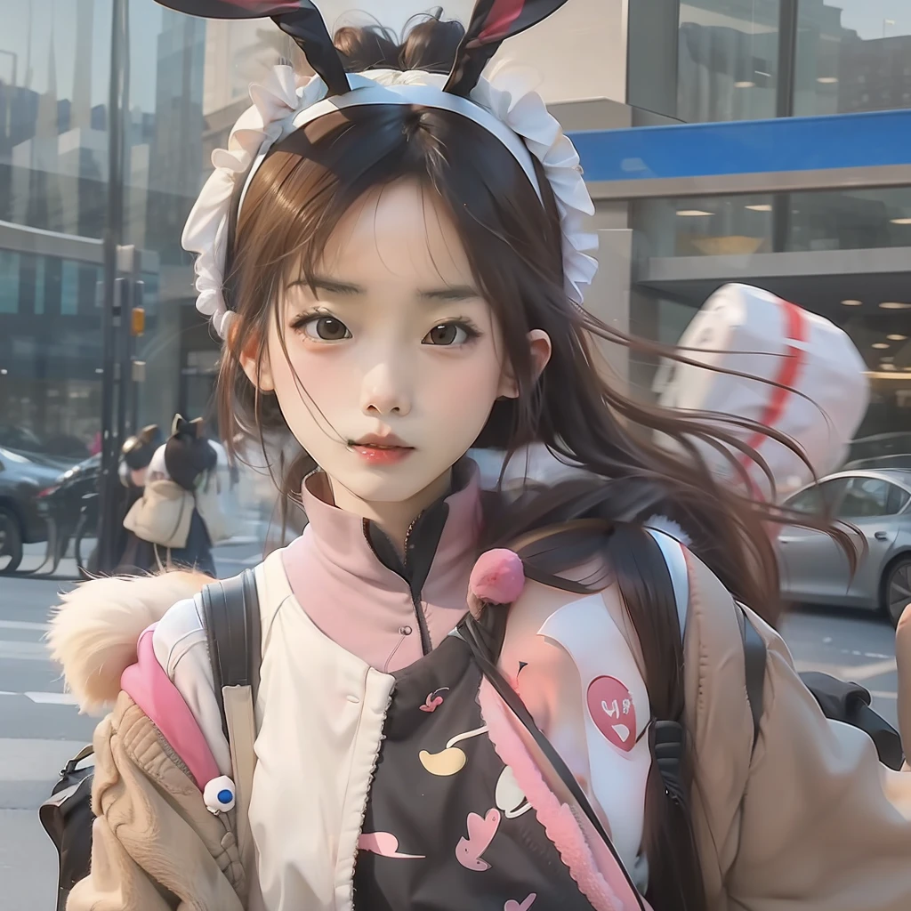 xiao wu, bunny headband, anxious expression