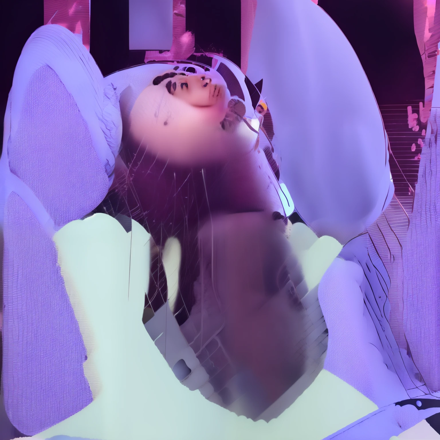1个Giant Breast Girl，calm expression，mesmerizing eyes，Straight hair，Flowing skirt，M-line lying position，Porcelain-like skin，One line with heels，