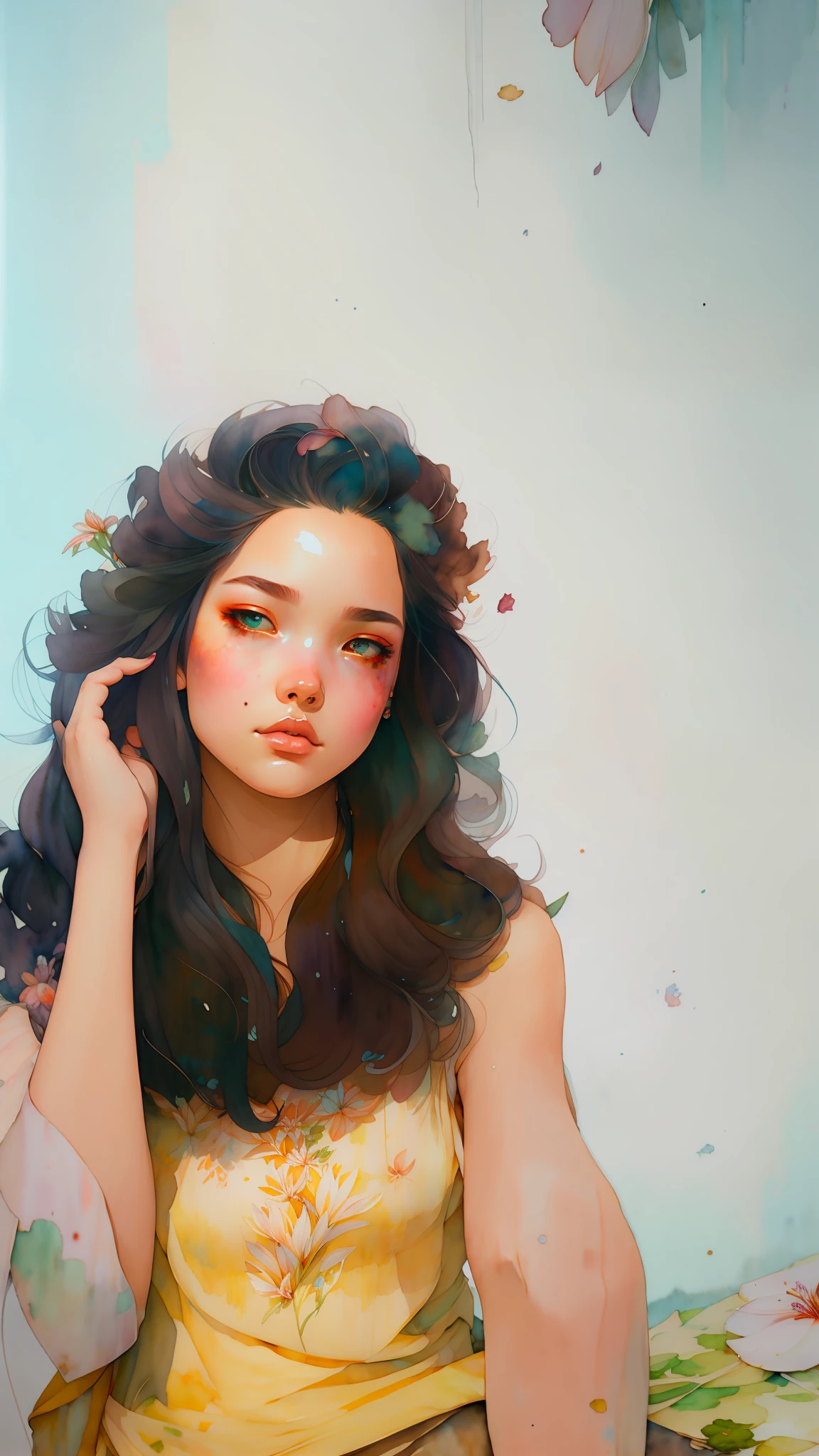 wtrcolor style, digital art of (lilies), official art, blown by the wind, masterpiece, beautiful, ((watercolor)), paint splatter, intricate details. Great detail, [dripping:0.5], trending on Artstation, Rachel Walker