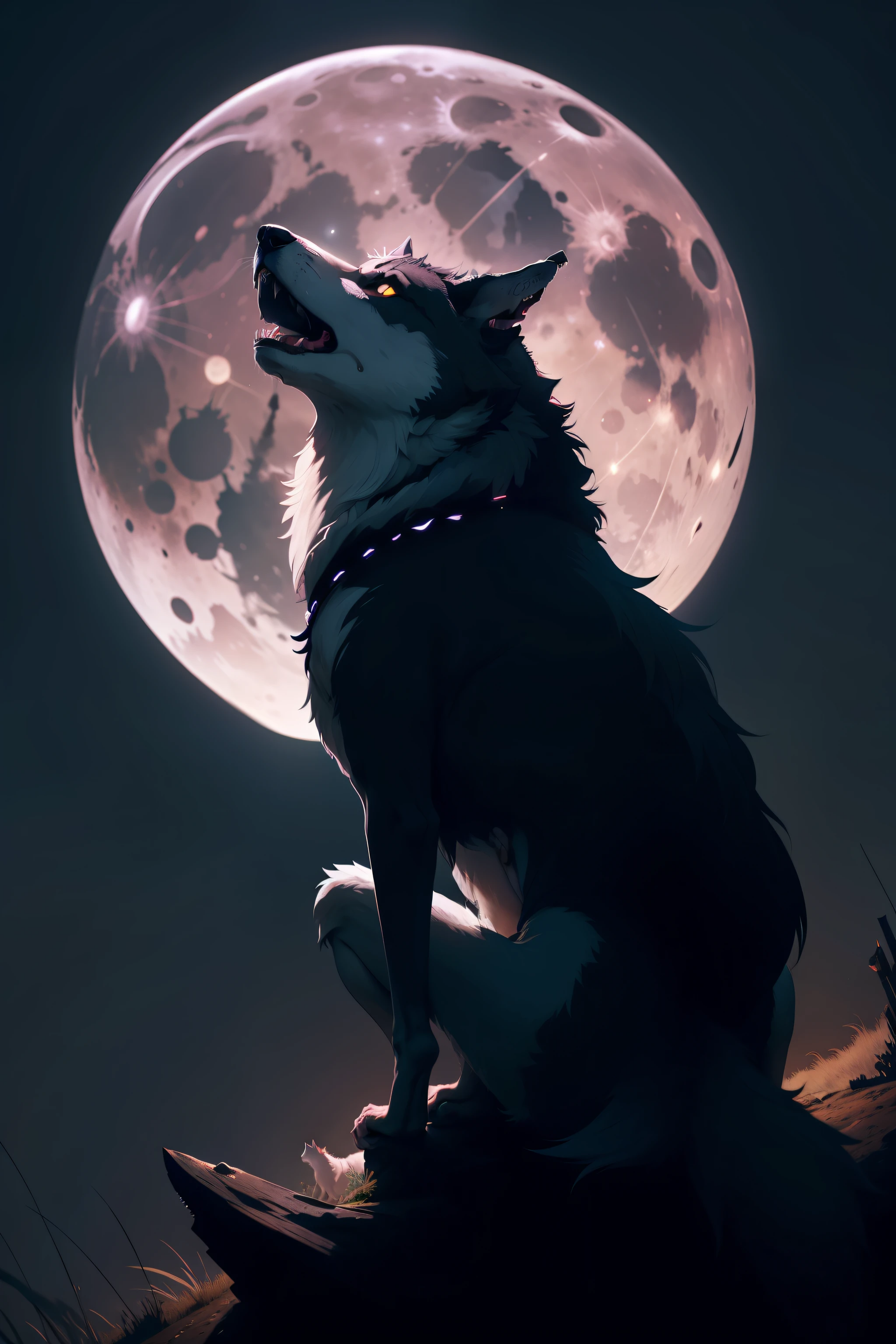 A lone wolf howling under the full moon.