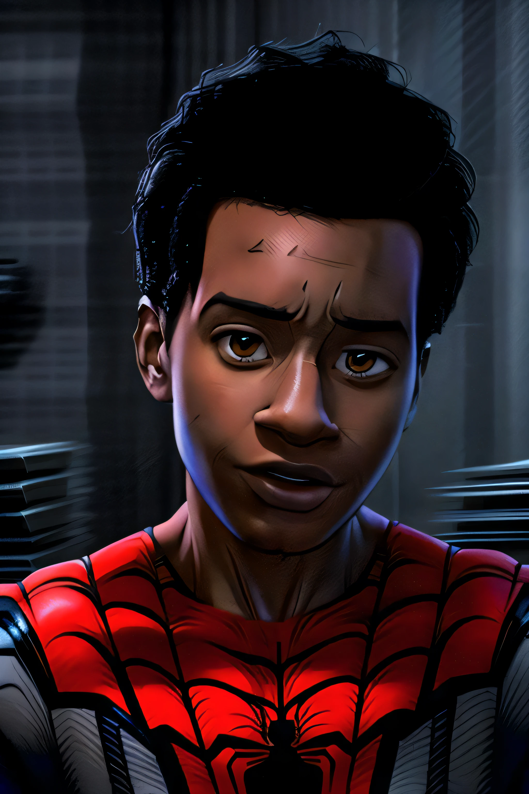 portrait of miles_morales as superman