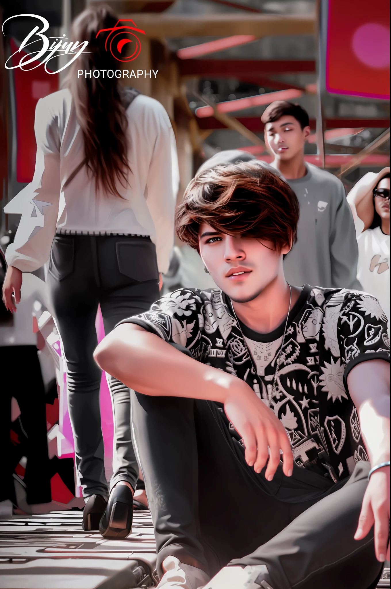 Change background cyberpunk handsome boy realistic 8k